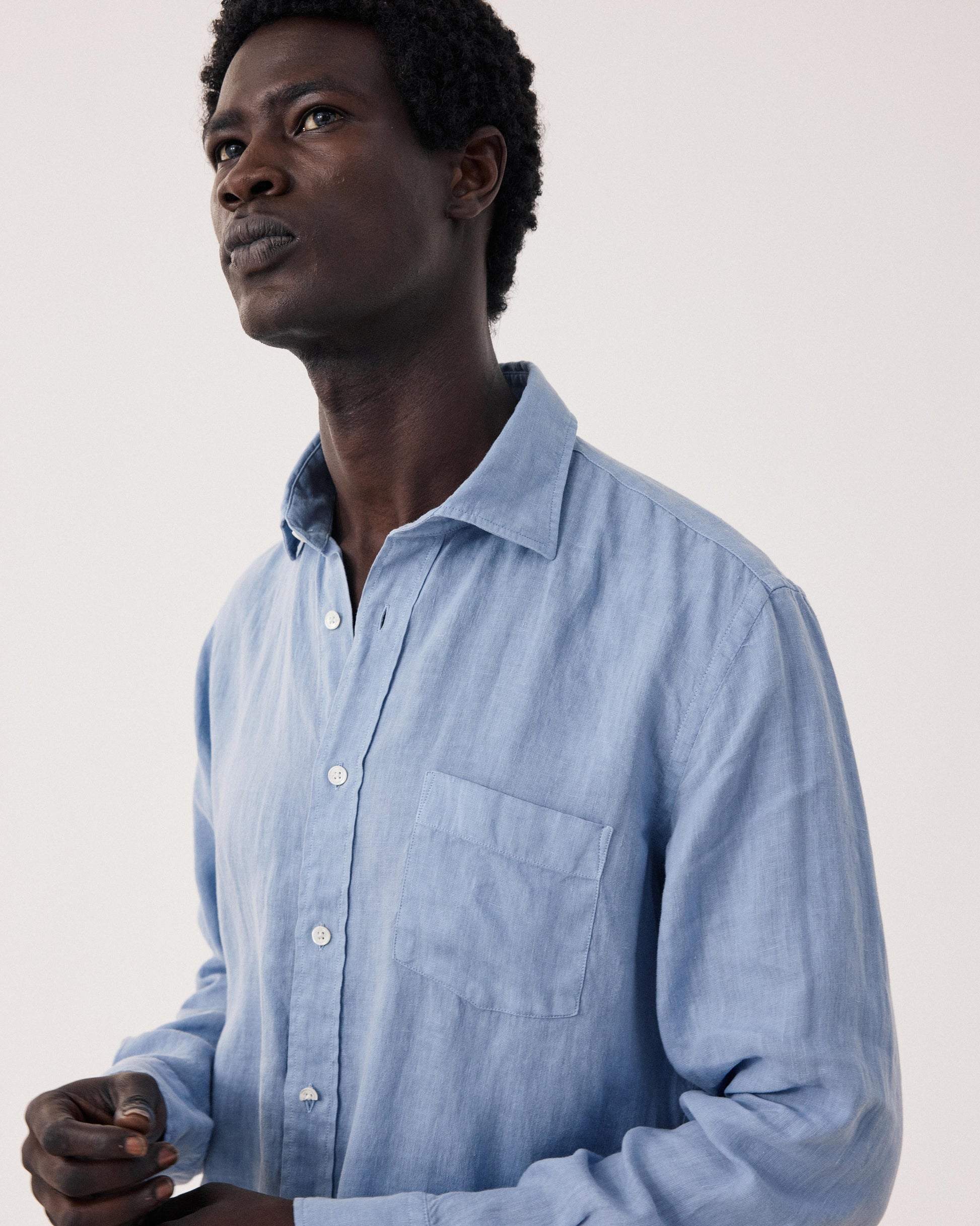 Paul Light Blue Linen Men's Shirt BF01001-64