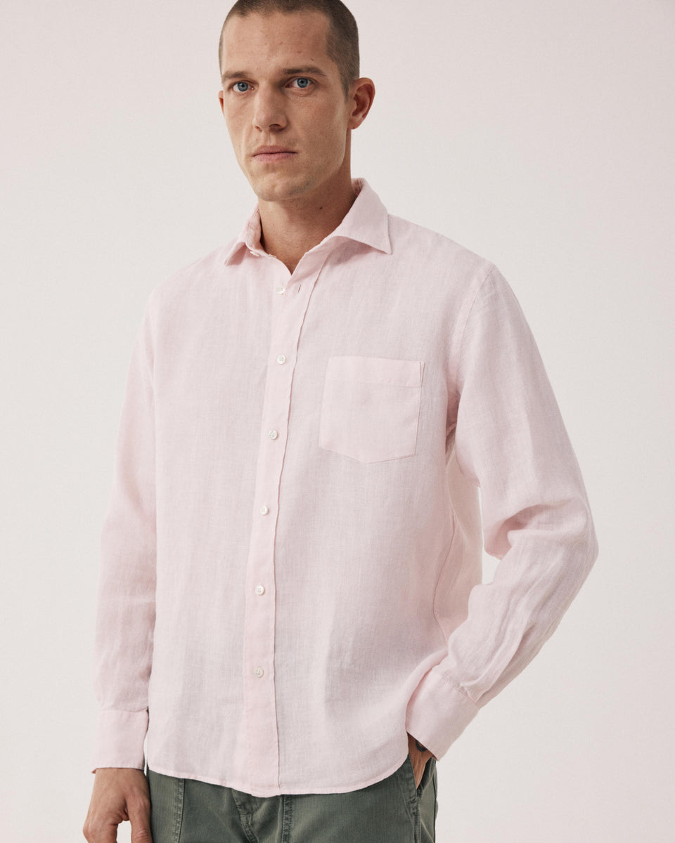 Paul Men's Pale pink Linen Shirt - Image principale