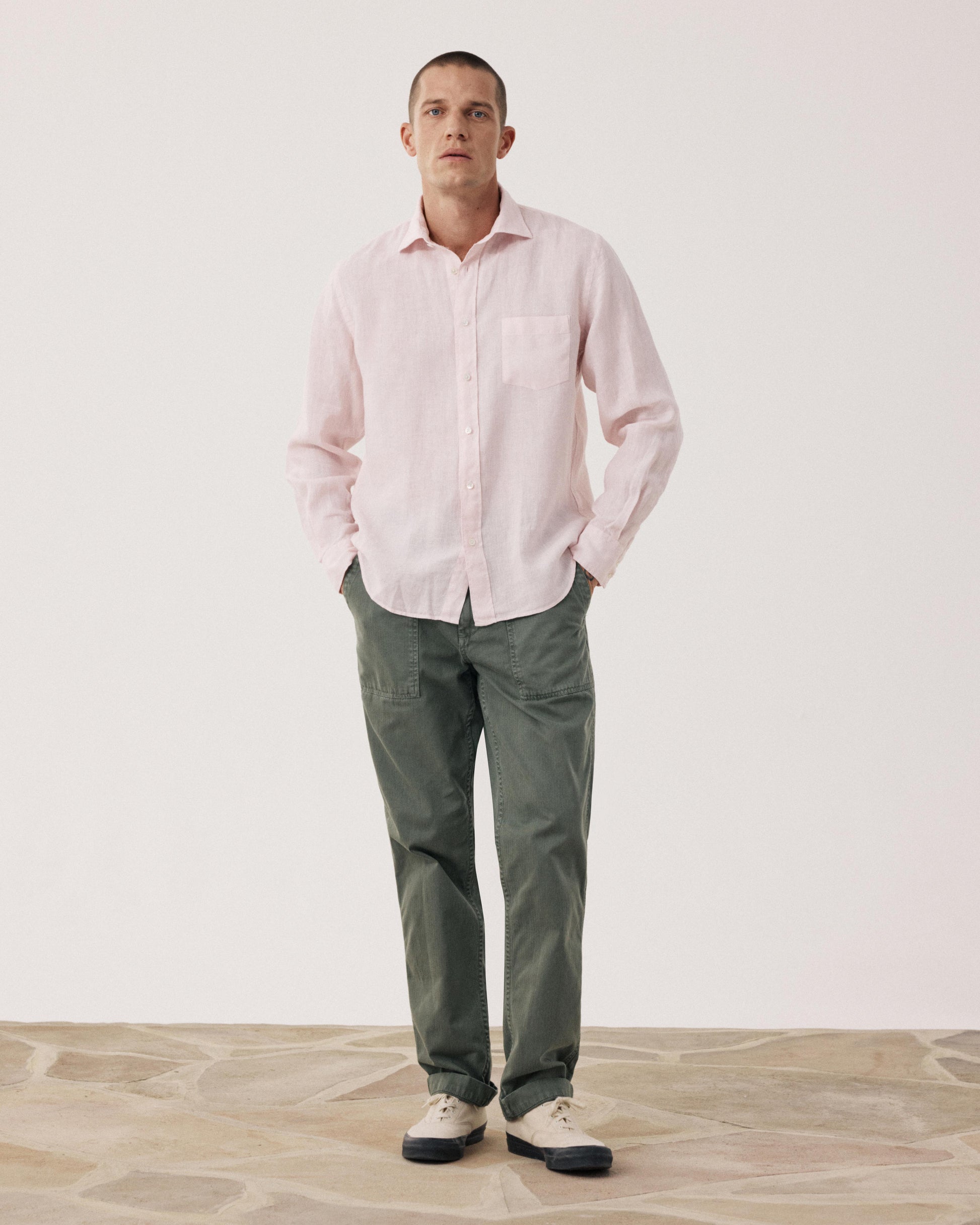 Paul Light Pink Linen Men's Shirt BF01001-86