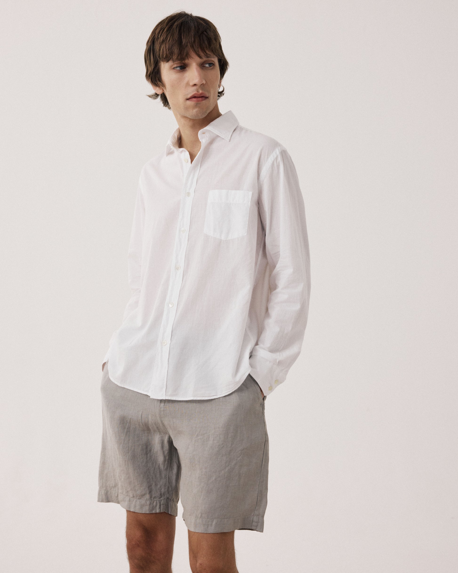 mens white dress shorts Paul Men's White Cotton Voile Shirt BF01002-20 - Men's Shirt