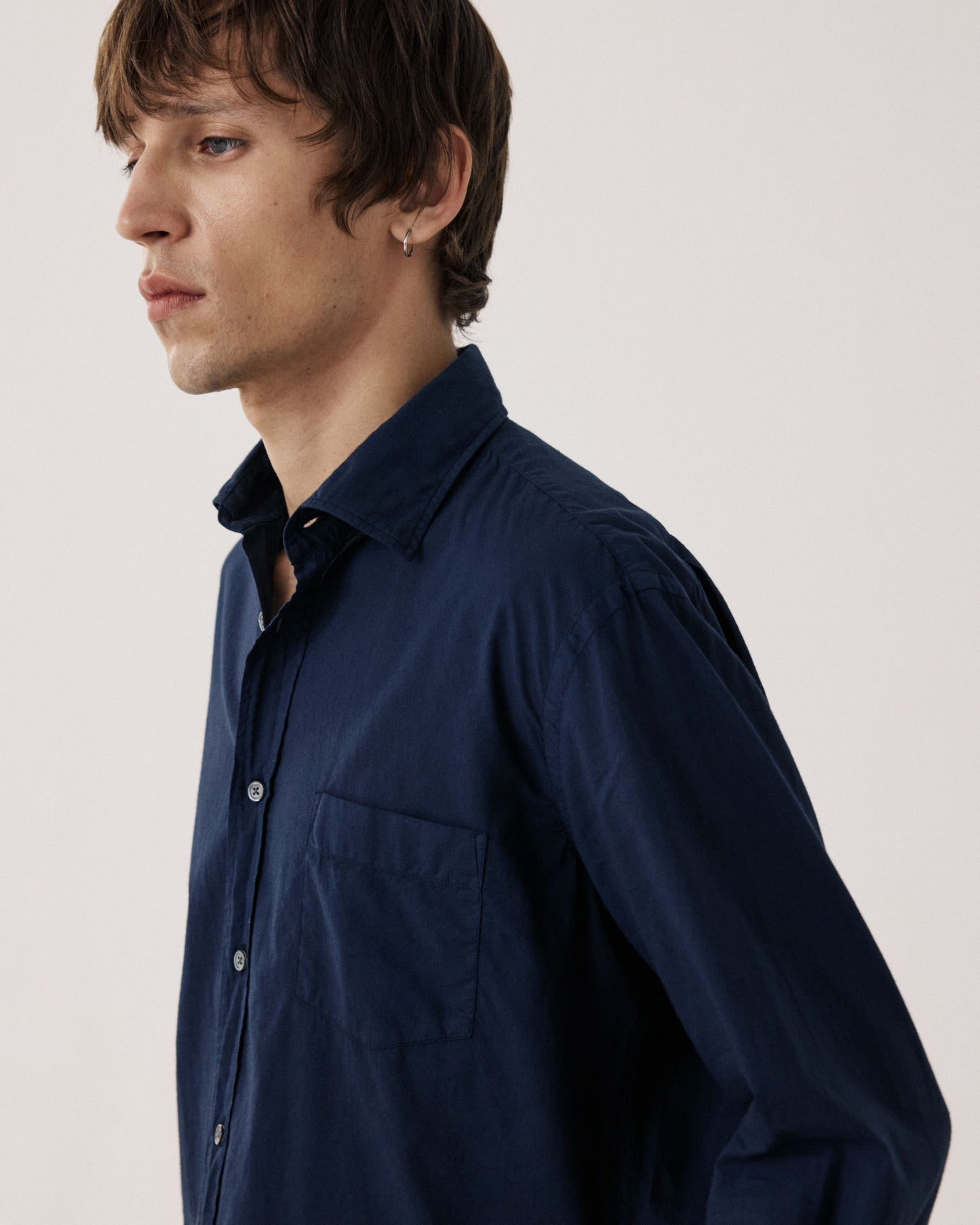 Chemise Homme en Voile de Coton Bleu Marine Paul BF01002-59