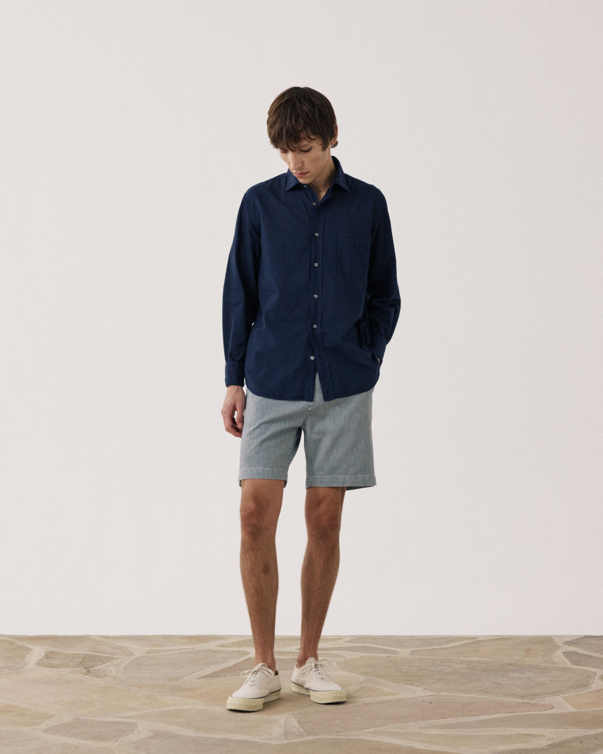 Chemise Homme en Voile de Coton Bleu Marine Paul BF01002-59