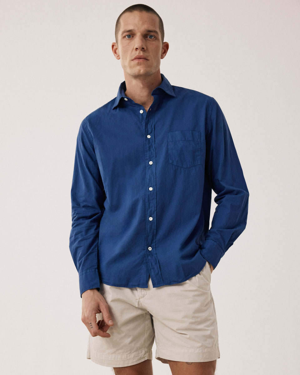 Paul Men's Indigo Blue Cotton Voile Shirt - Image principale