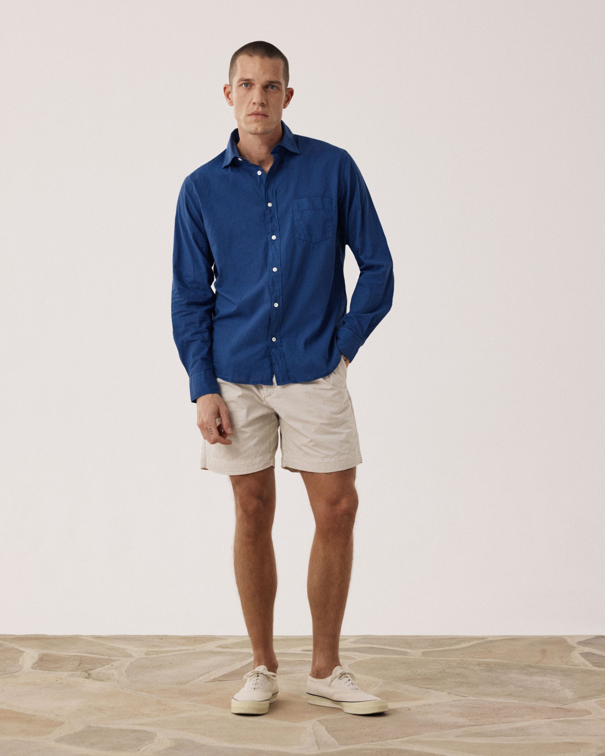 Chemise Homme en Voile de Coton Bleu Indigo Paul BF01002-60