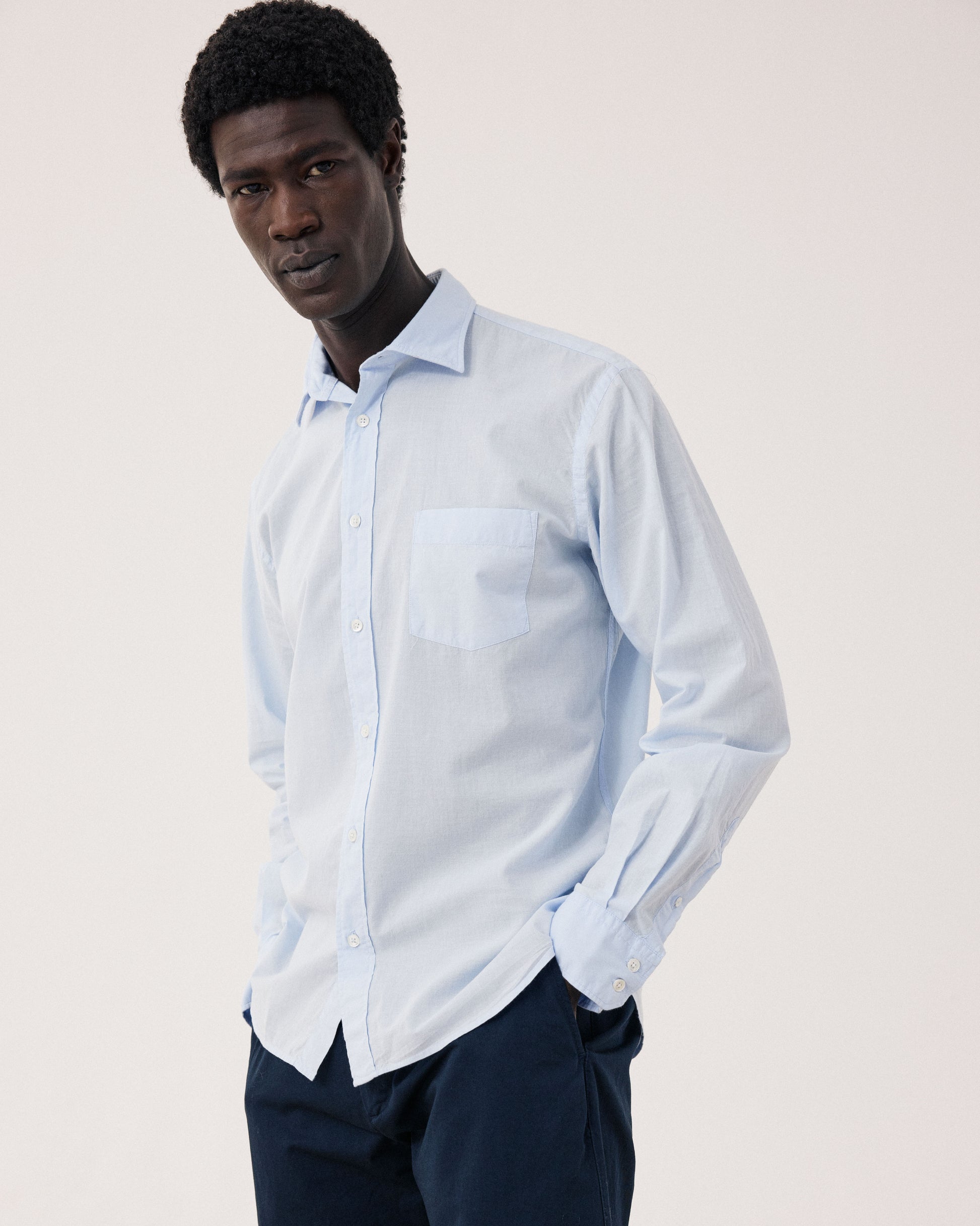 Chemise Homme en Voile de Coton Bleu Ciel Paul BF01002-65