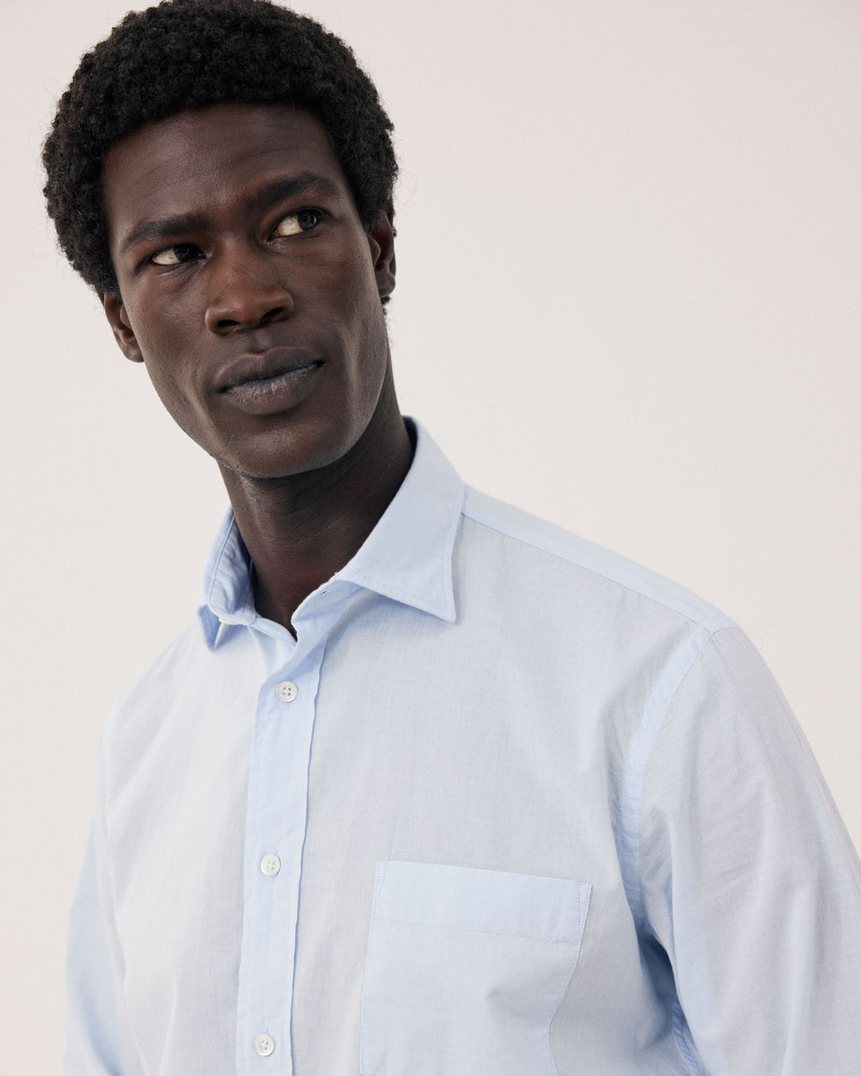 Paul Men's Blue Sky Cotton Voile Shirt - Image alternative