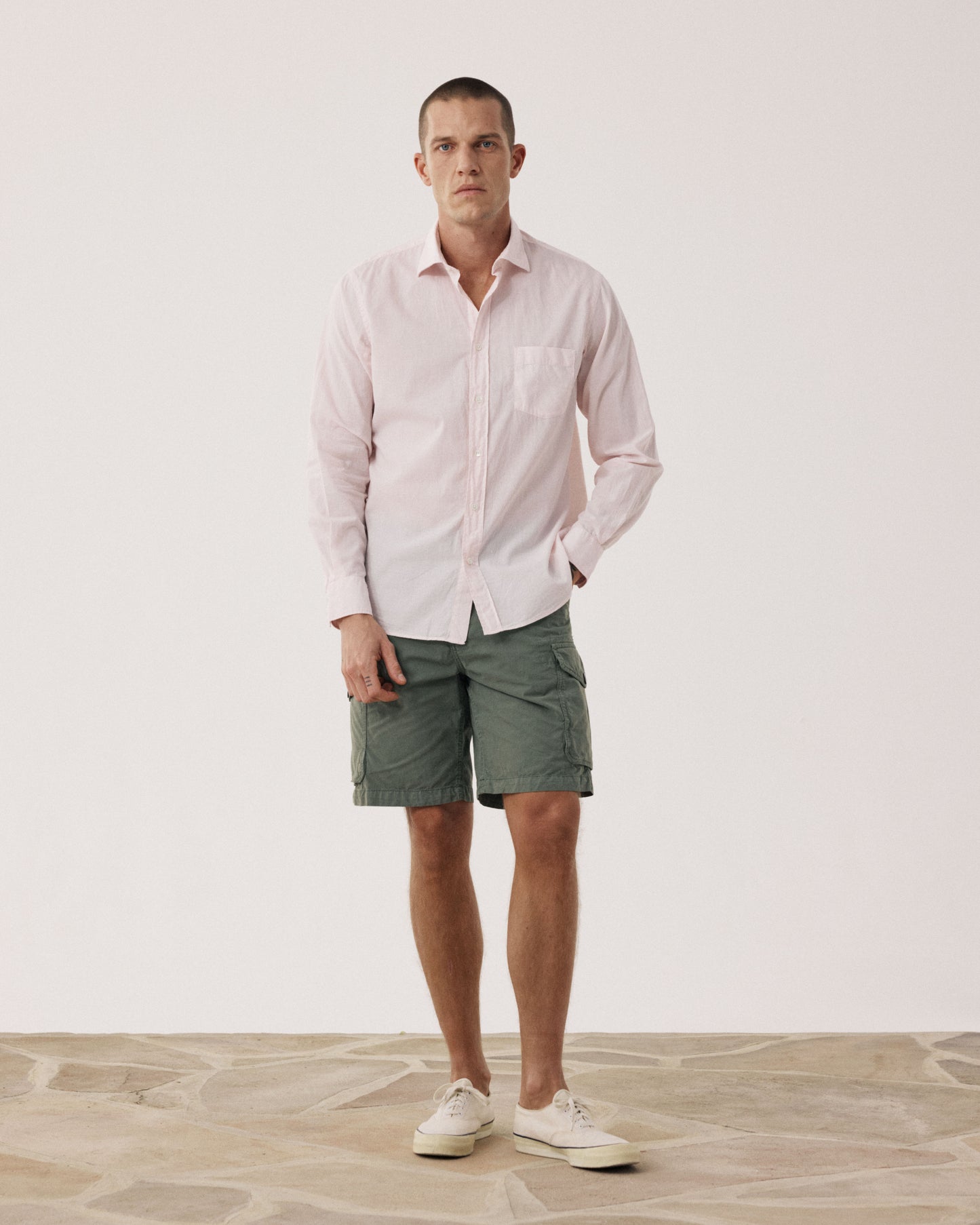 Chemise Homme en Voile de Coton Rose Pâle Paul BF01002-86