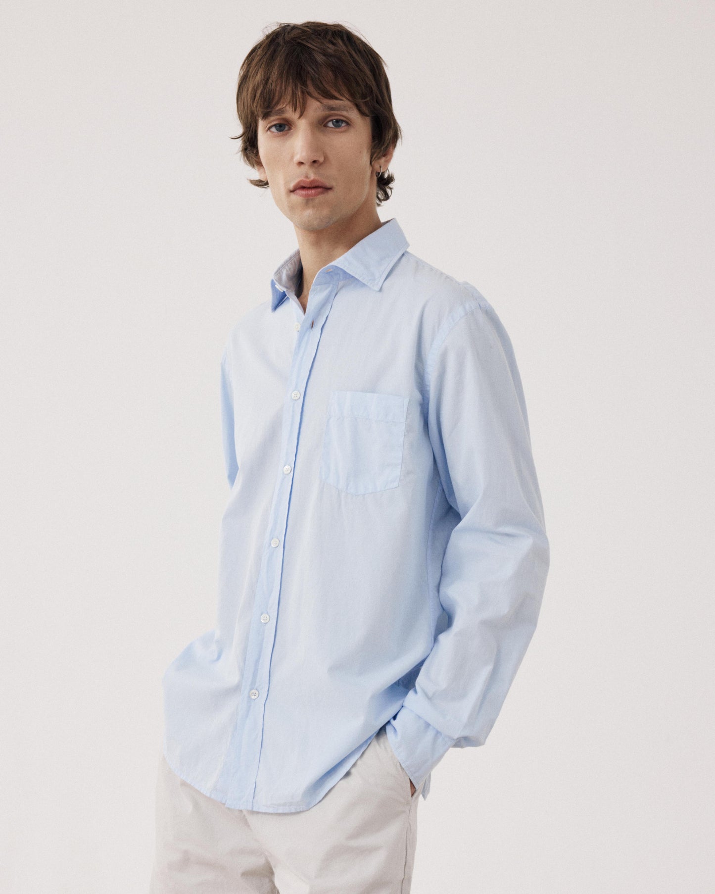 Men's Sky Blue Cotton Gabardine Shirt Paul BF01004-65