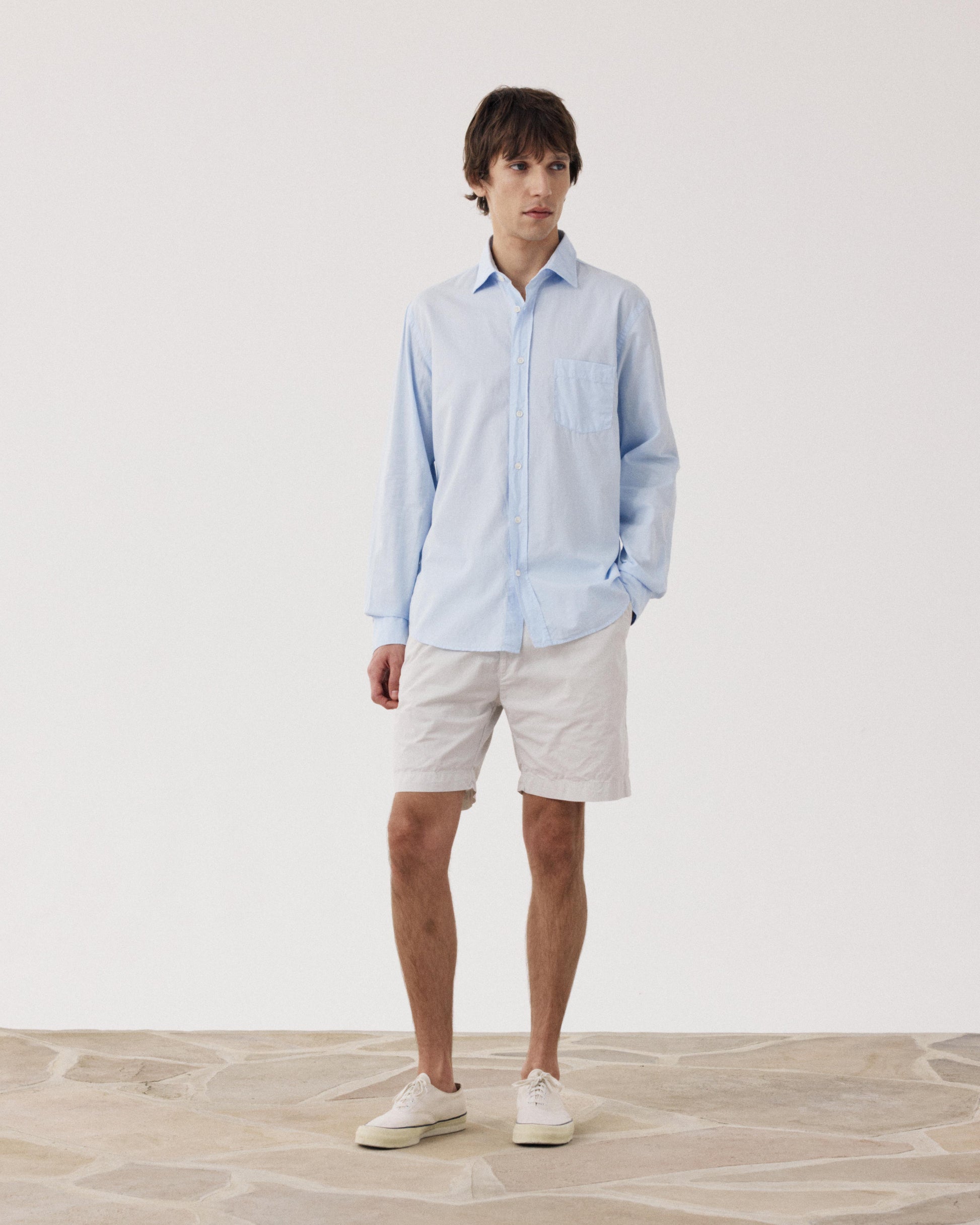 Men's Sky Blue Cotton Gabardine Shirt Paul BF01004-65