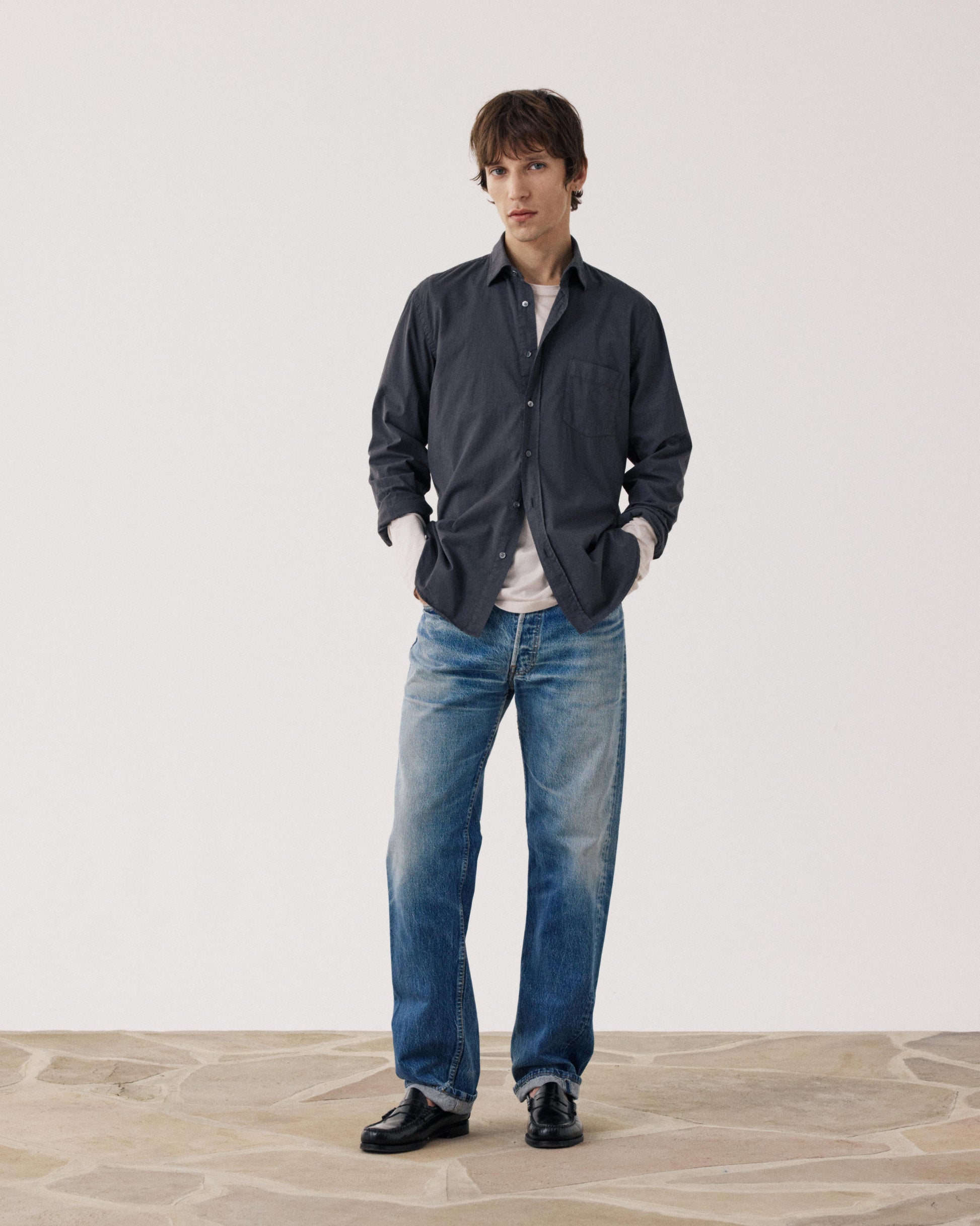 Men's Carbon Cotton Gabardine Shirt Paul BF01004-90