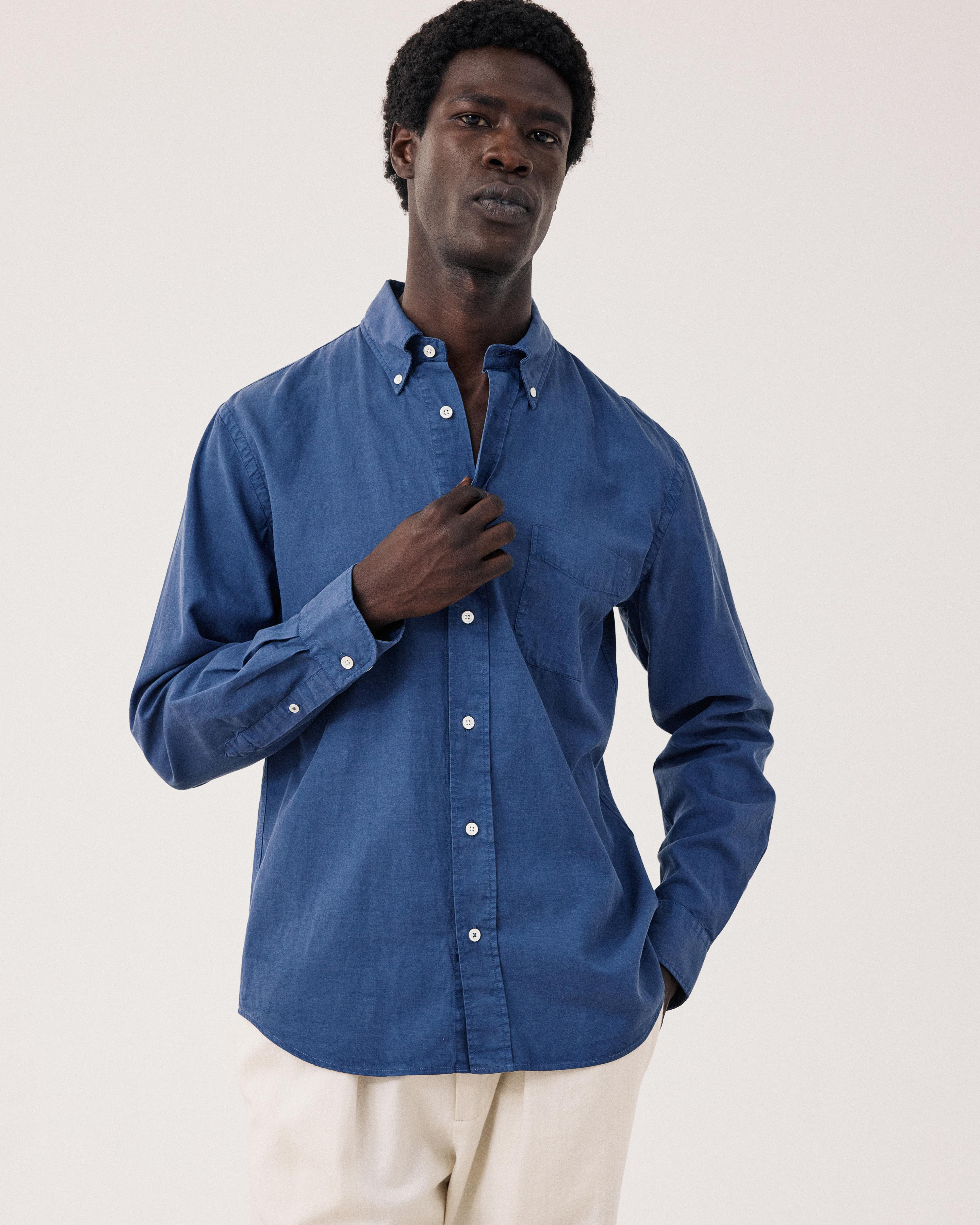 Pitt Men's Denim Blue Tencel & Cotton Shirt BF07005-61 - Men's