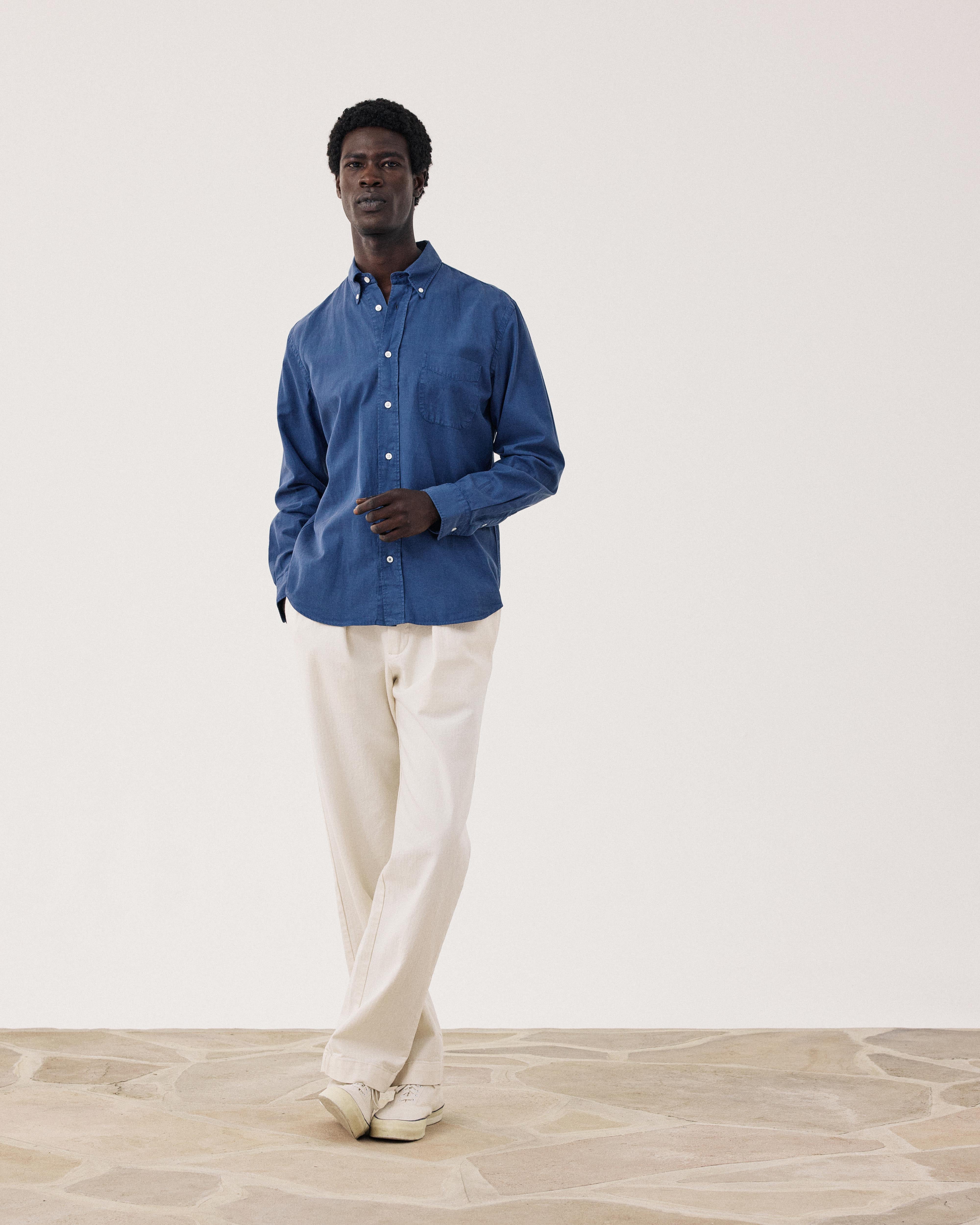 Pitt Men's Denim Blue Tencel & Cotton Shirt BF07005-61 - Men's