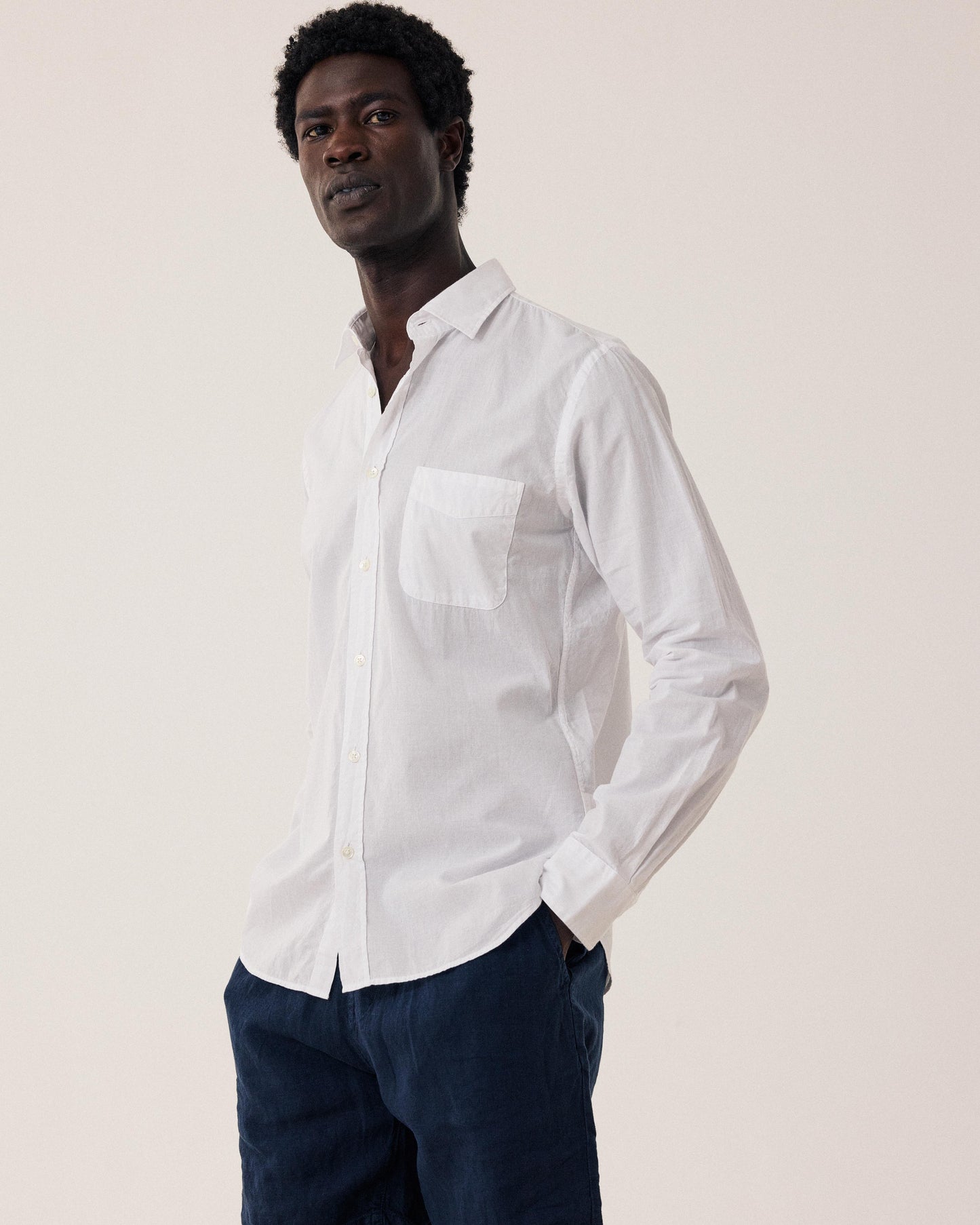 Men's White Cotton Voile Shirt Storm BF09002-20