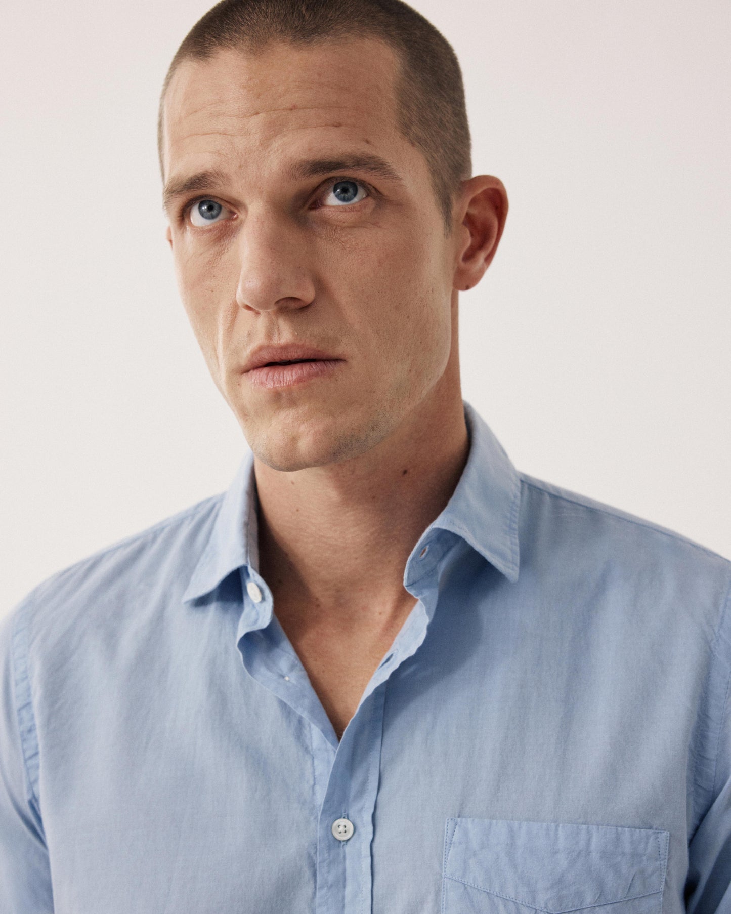 Men's Light Blue Cotton Voile Shirt Storm BF09002-64