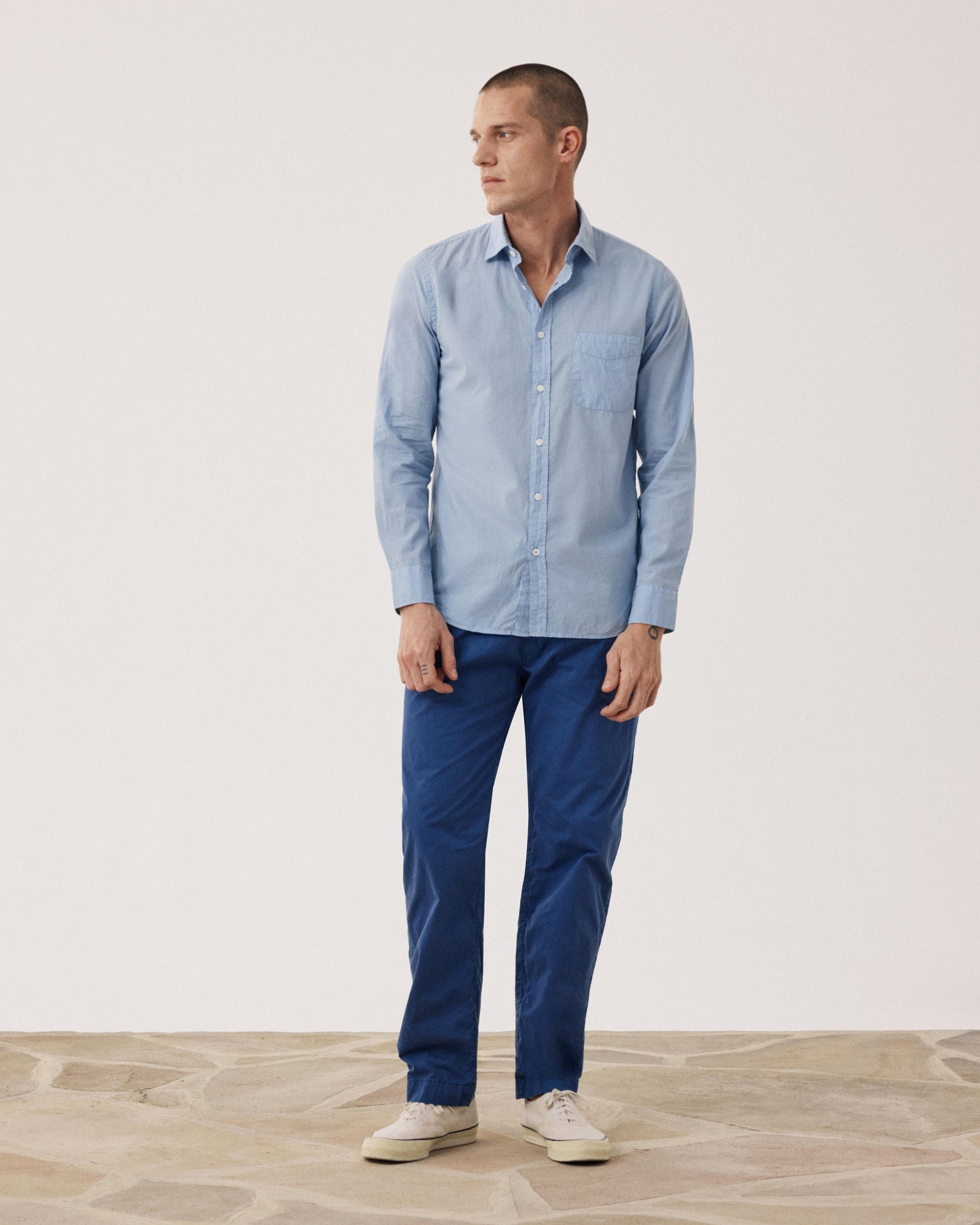 Men's Light Blue Cotton Voile Shirt Storm BF09002-64