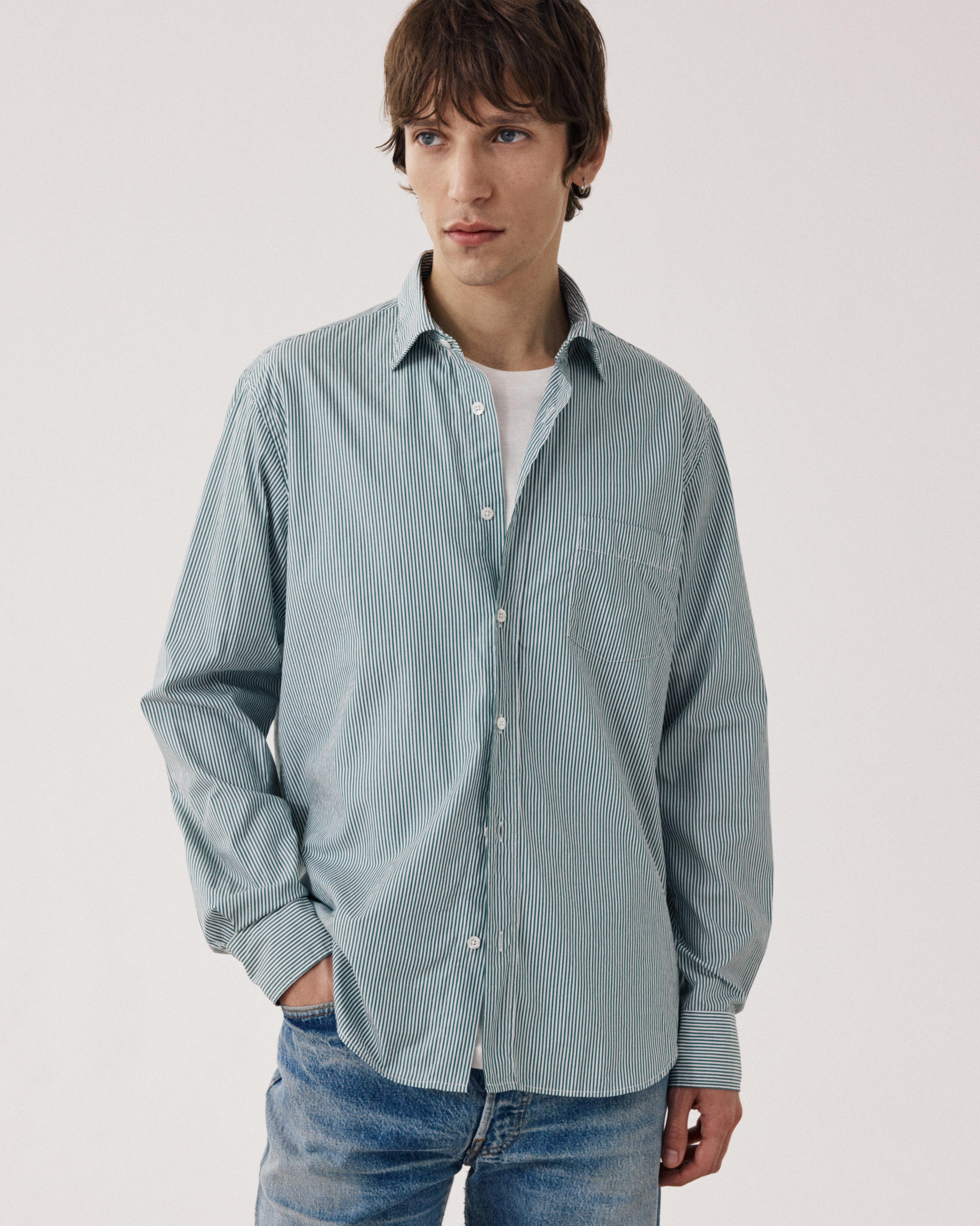 Paul Men's Green & White Poplin Shirt BF11007-02 - Men's Shirt - Hartford