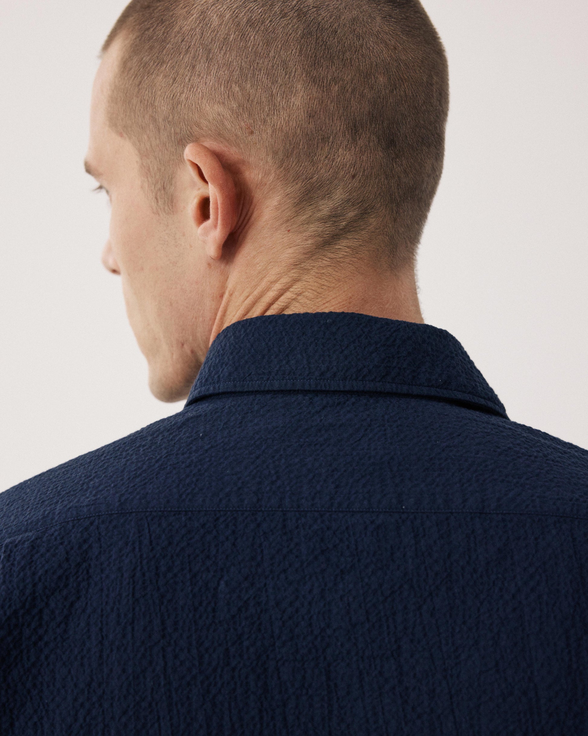 Paul BF11010-01 Navy Blue Seersucker Men's Shirt