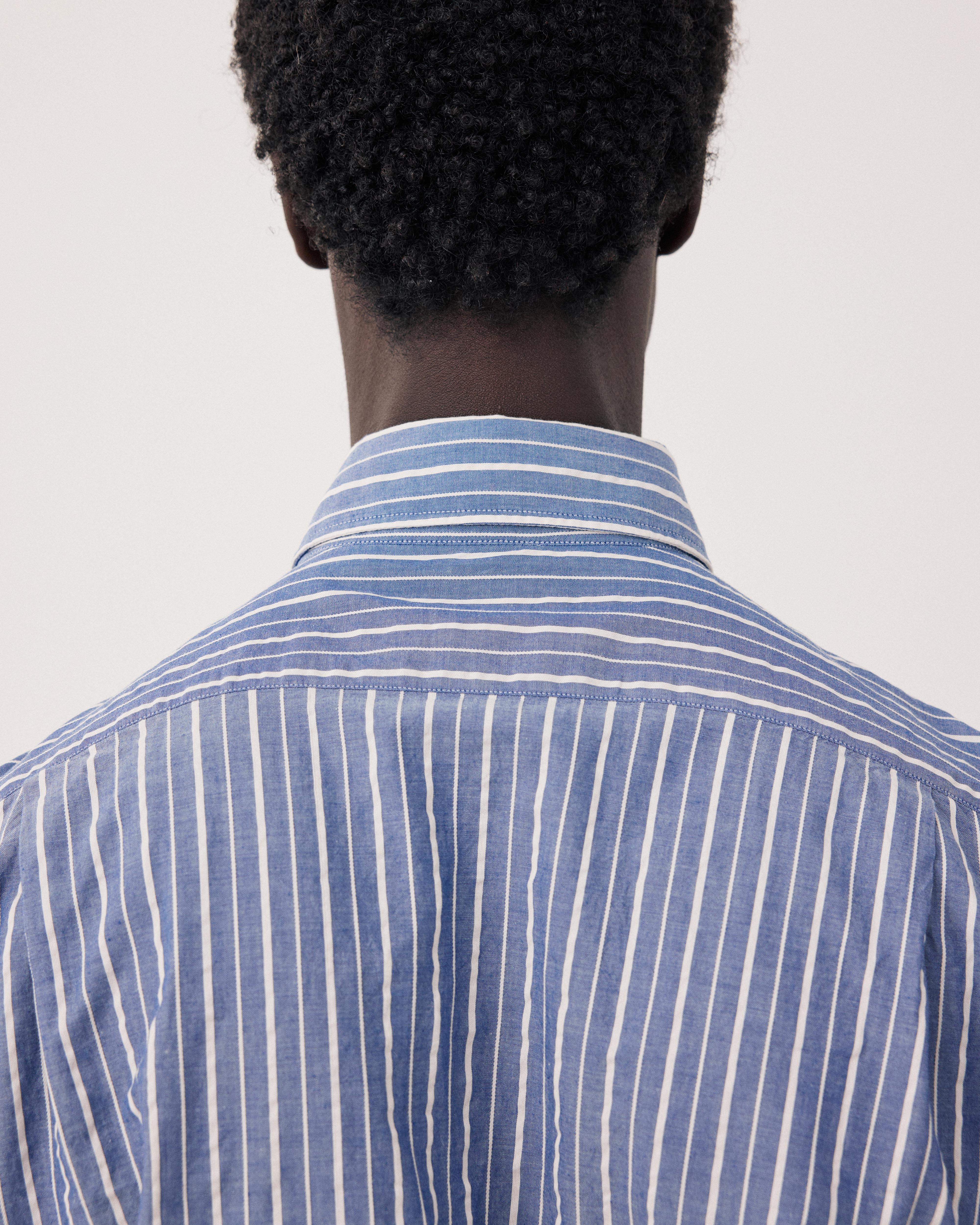 ✴︎Frank&Eileen✴︎『Paul』Cotton Poplin Sirts Paul Men's Blue & Off-White Dobby Shirt BF11013-02 - Men's Shirt
