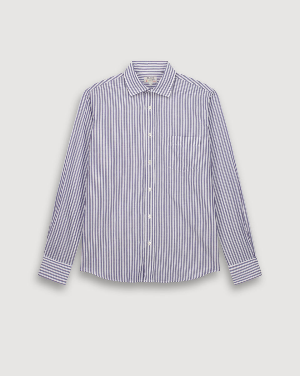 Camisa Hombre en De Hilo A Hilo Azul marino & blanco Paul - Image 3