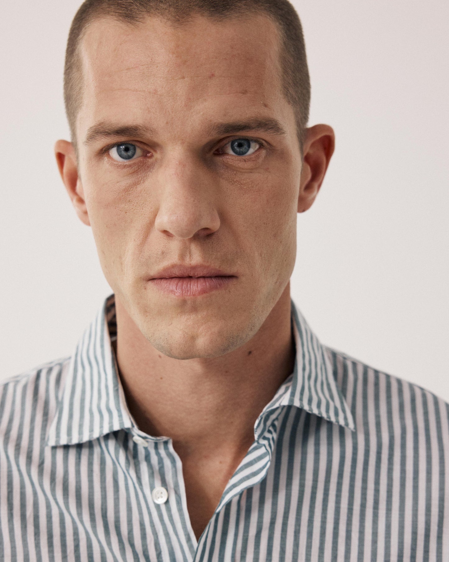 Chemise Homme en Fil-à-fil Rayé Vert & Blanc Paul