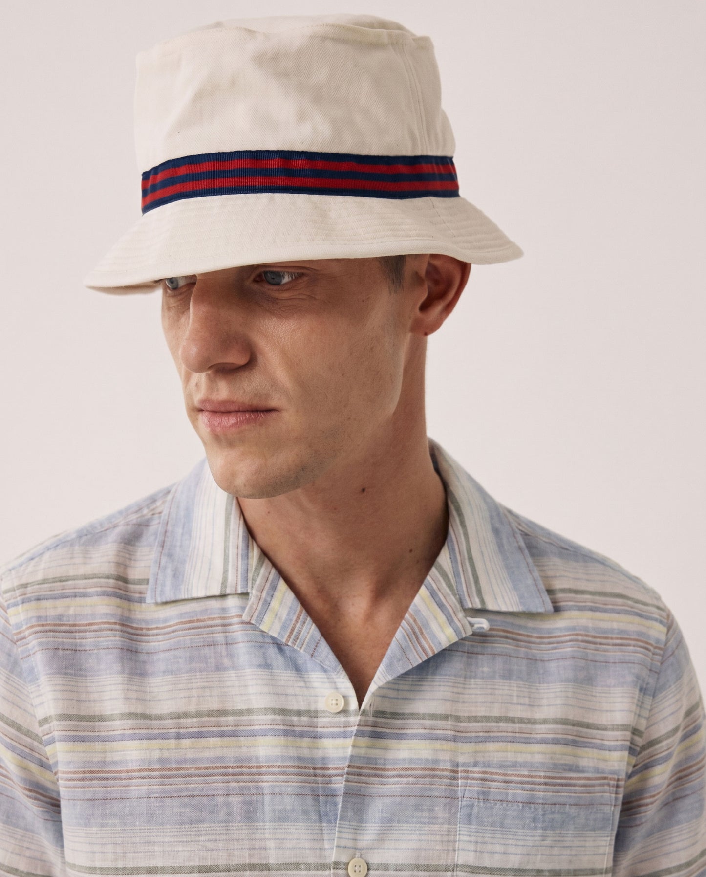 Camisa Hombre en Lino & Algodón Azul Palmito