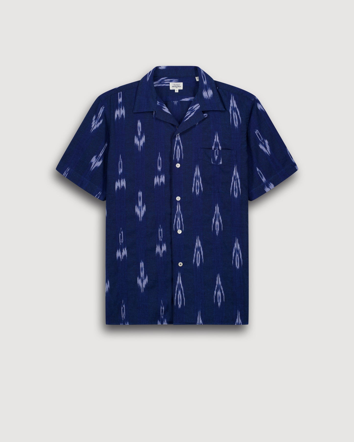 Chemise Homme en coton imprimé Ikat Indigo Palmito BF14026-01