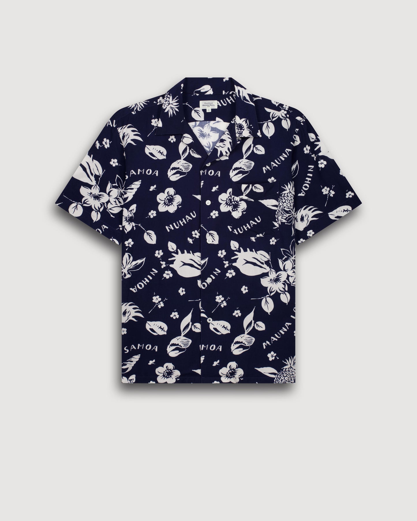 Chemise Homme en Viscose imprimé Hawaii Bleu Palmito BF14035-01