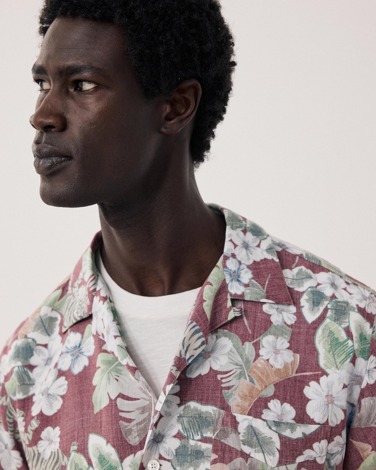 Chemise Homme en Viscose imprimé Hawaii Rouge Palmito BF14036-01