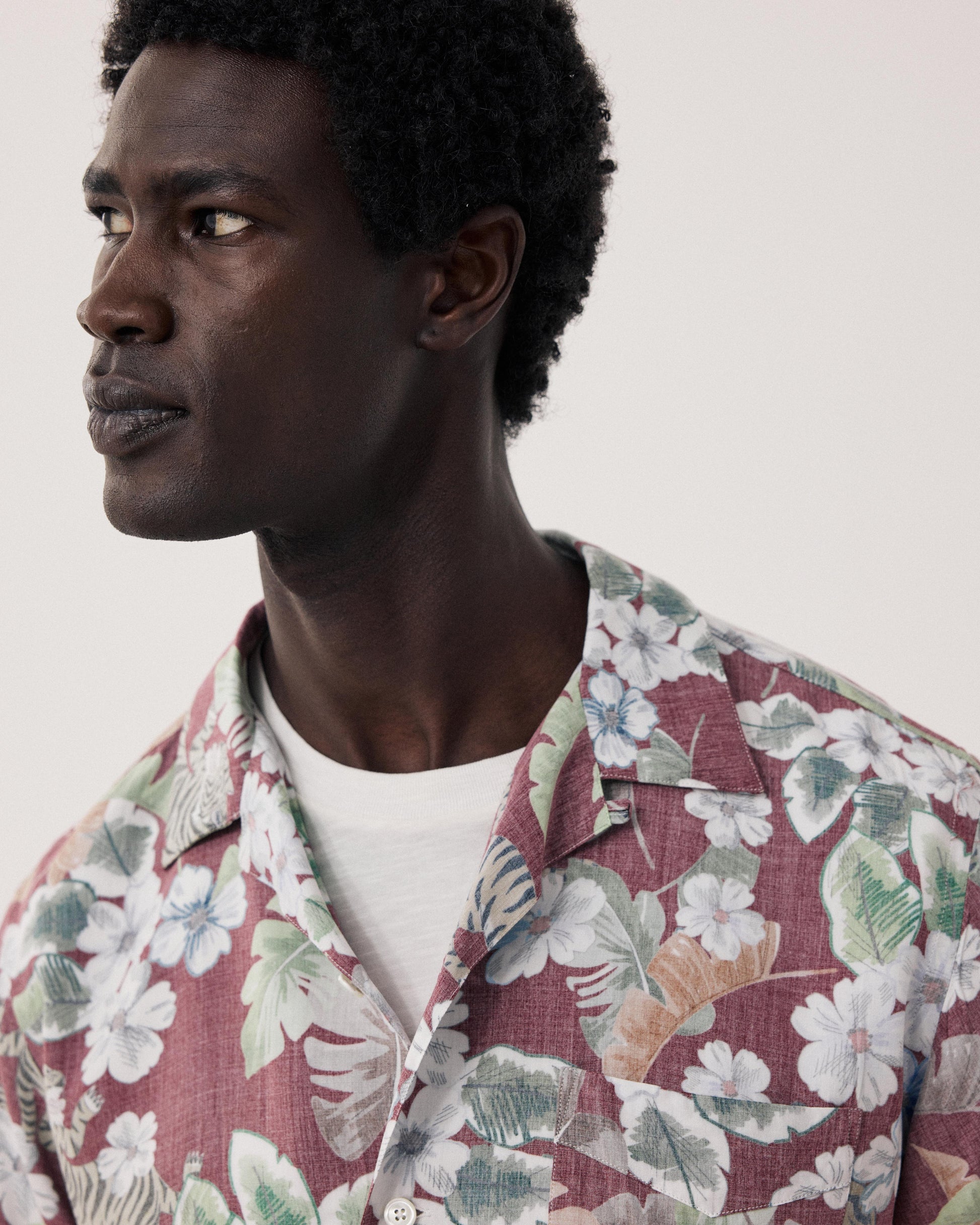 Chemise Homme en Viscose imprimé Hawaii Rouge Palmito BF14036-01