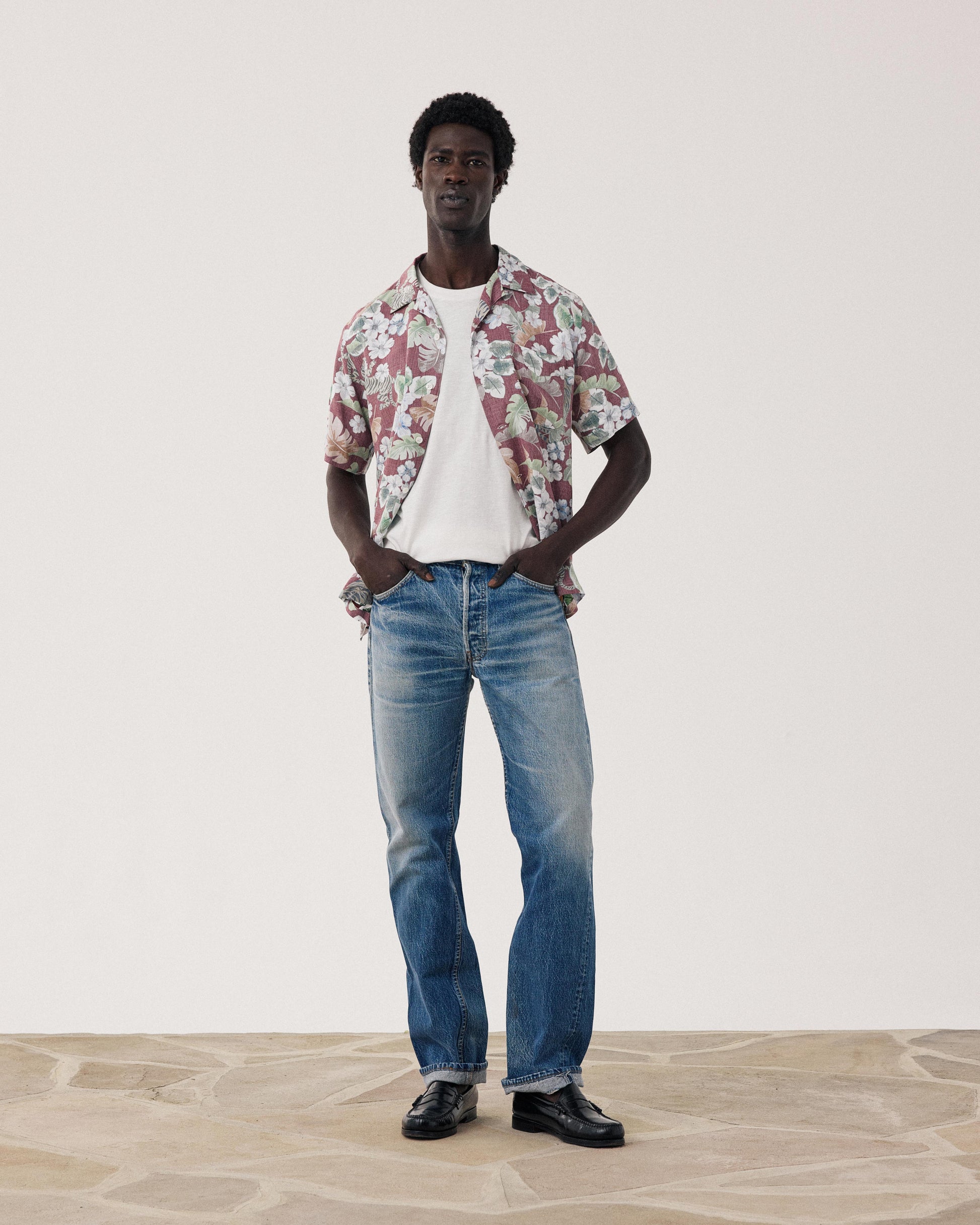 Chemise Homme en Viscose imprimé Hawaii Rouge Palmito BF14036-01