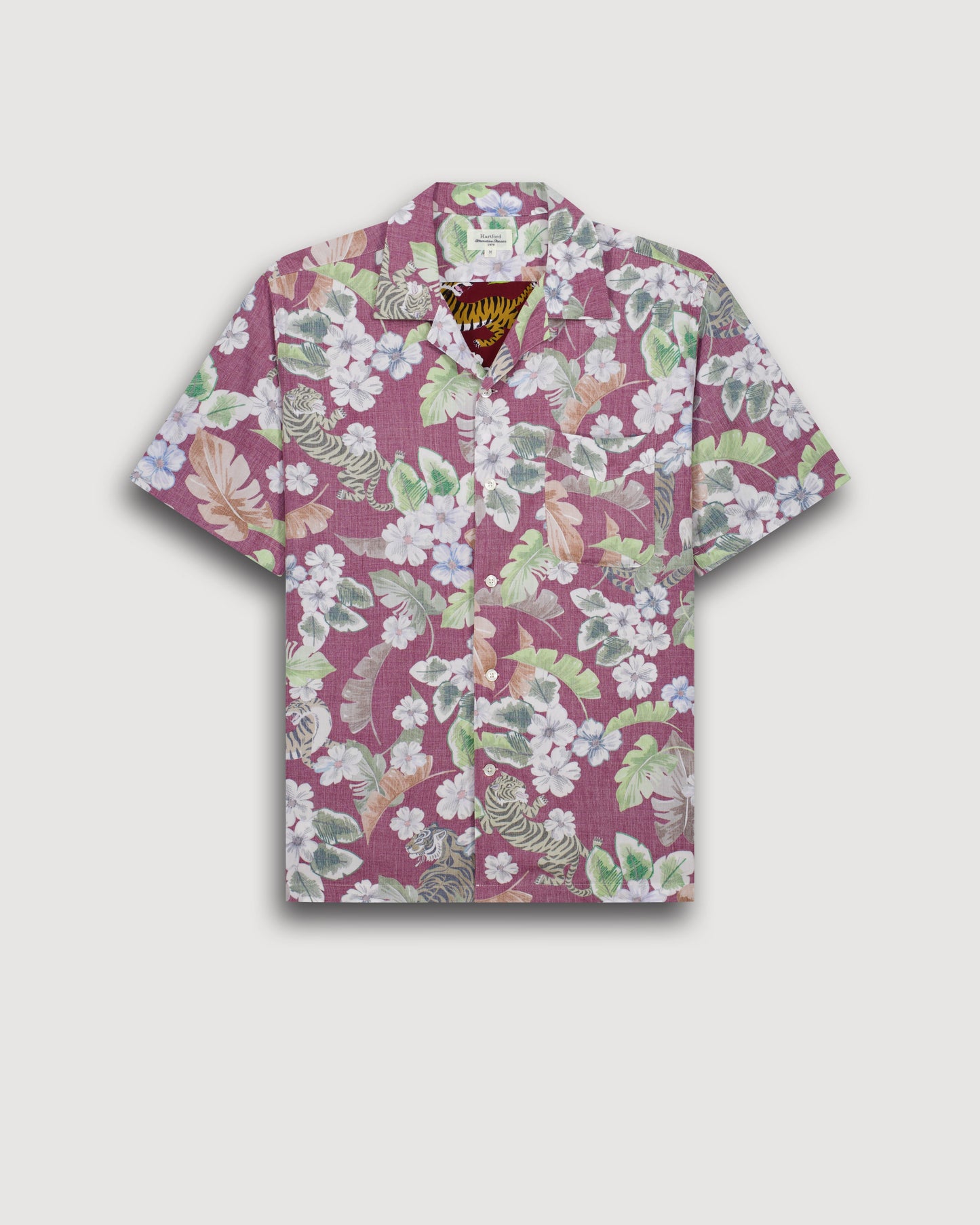 Chemise Homme en Viscose imprimé Hawaii Rouge Palmito BF14036-01