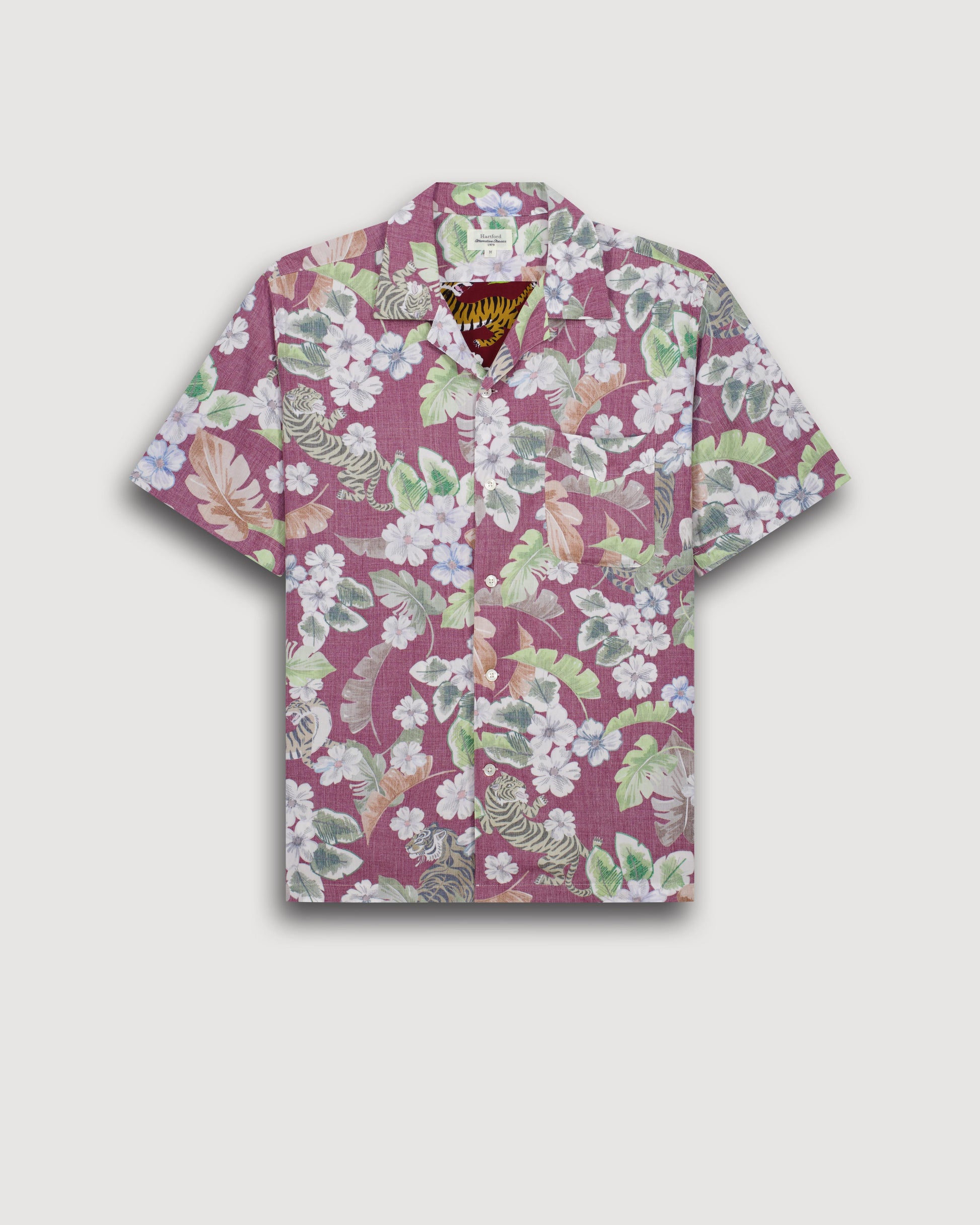 Chemise Homme en Viscose imprimé Hawaii Rouge Palmito BF14036-01