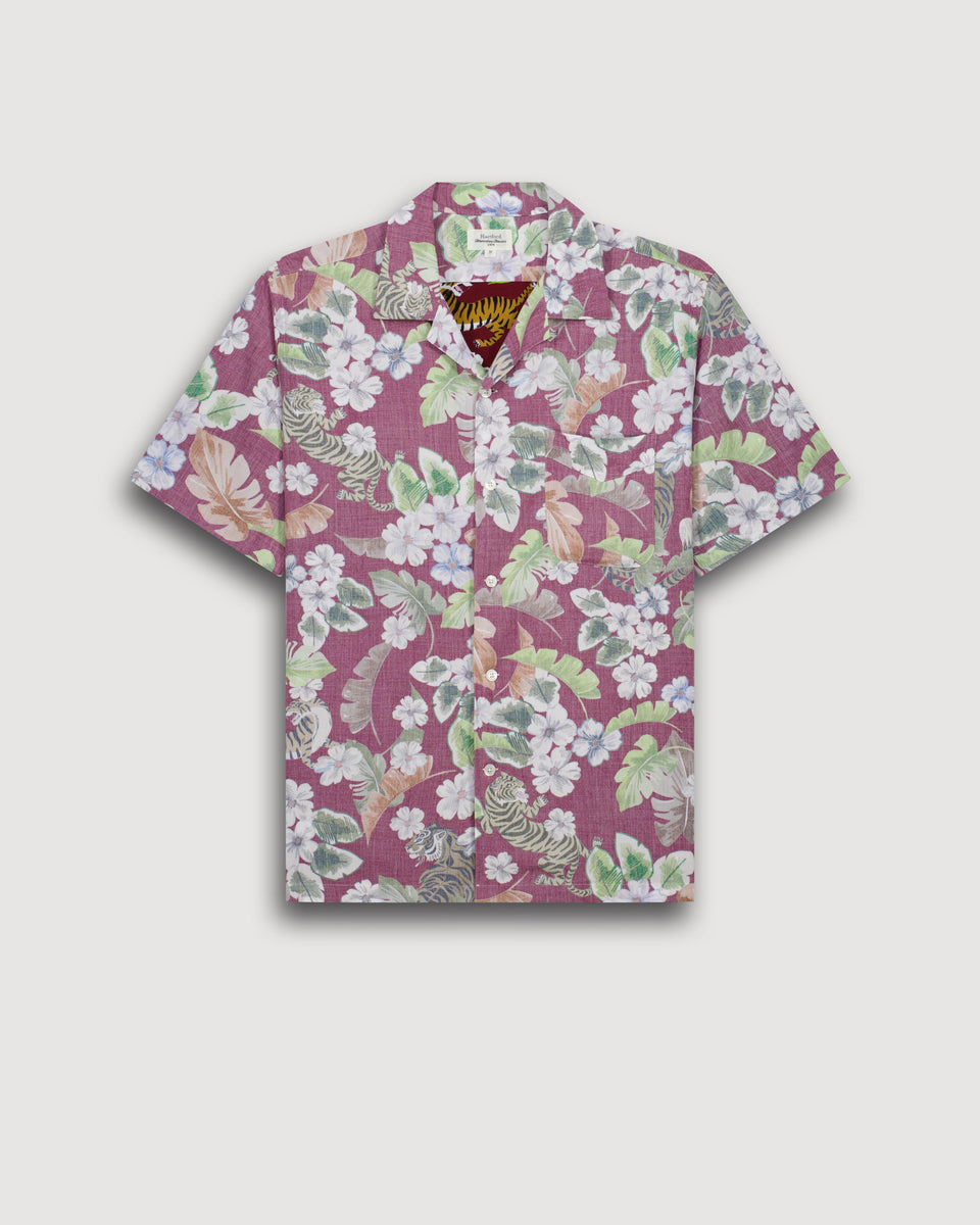 Chemise Homme en Viscose imprimé Hawaii Rouge Palmito - Image 3