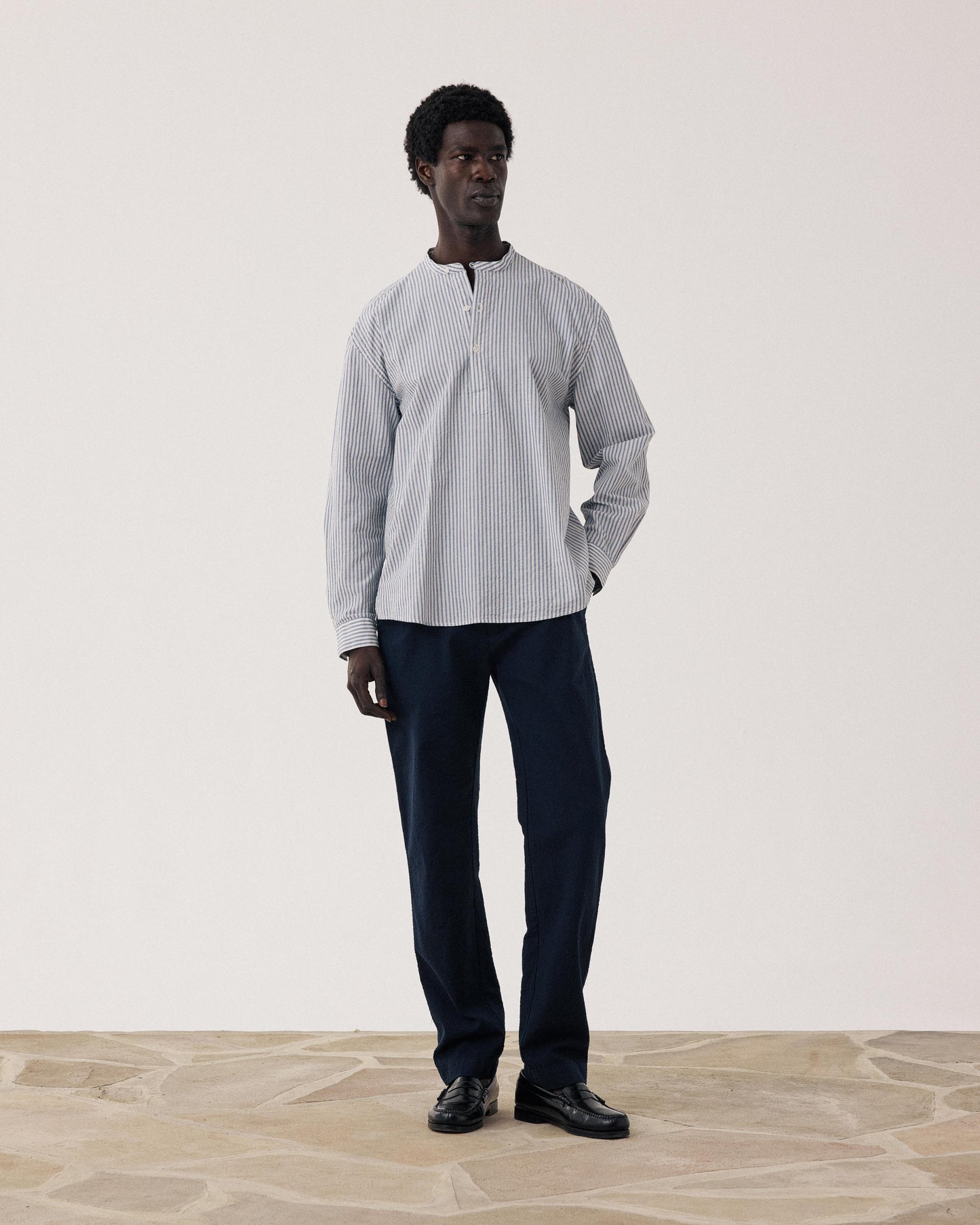 Men's Blue & Off-white Dobby Shirt Faldo BF15013-01