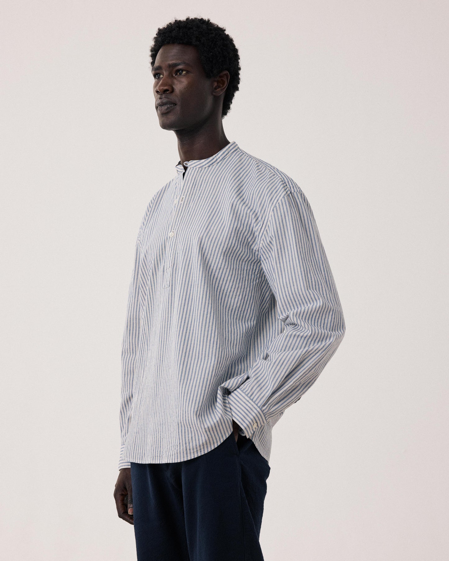 Men's Blue & Off-white Dobby Shirt Faldo BF15013-01