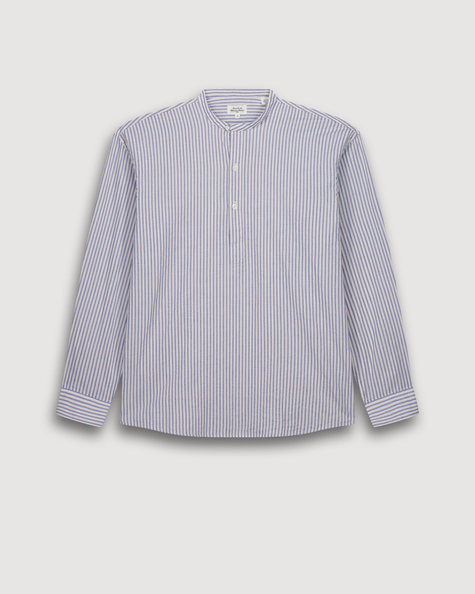 Chemise Homme en Dobby Bleu & Ecru Faldo BF15013-01