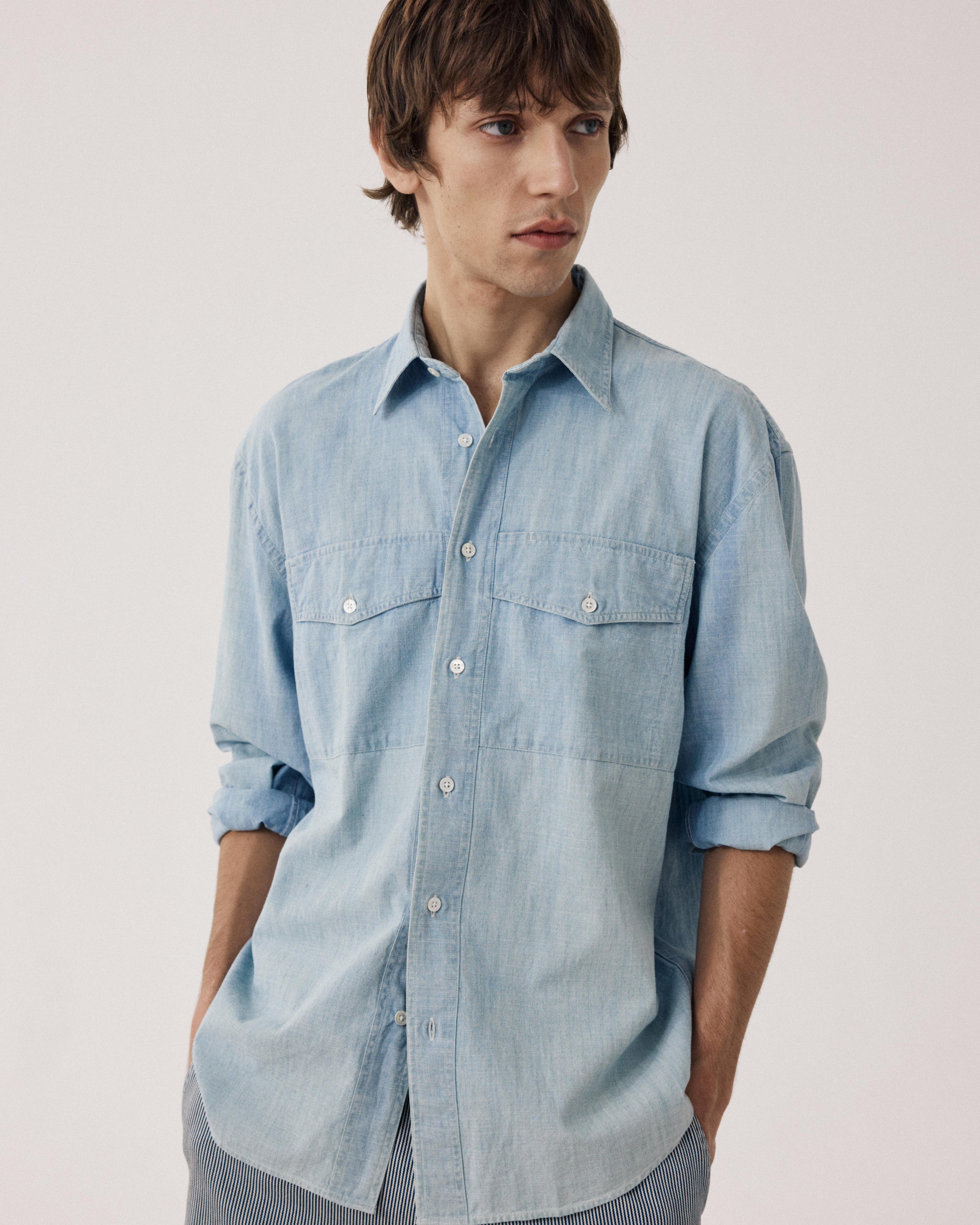 Chemise Homme en Denim Léger Bleu Indigo Faith BF16024-03