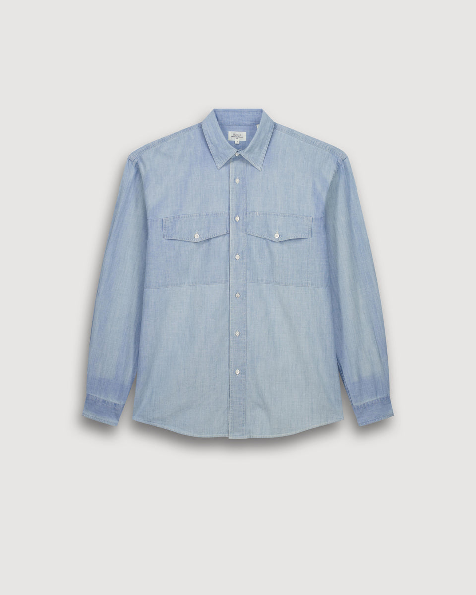 Chemise Homme en Chambray Léger Bleu Indigo Faith - Image 3