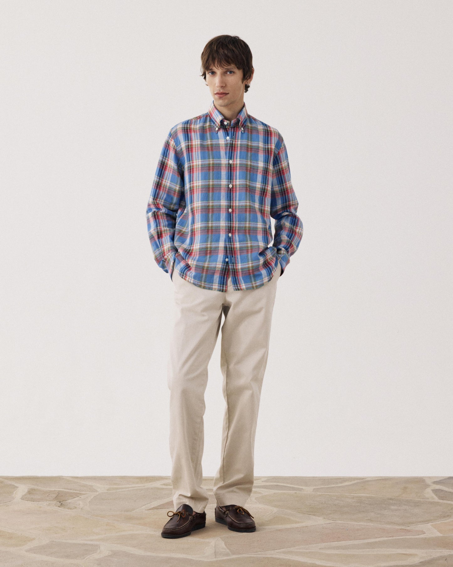 Chemise Homme en Madras de Lin & Coton Pitt BF17021-01