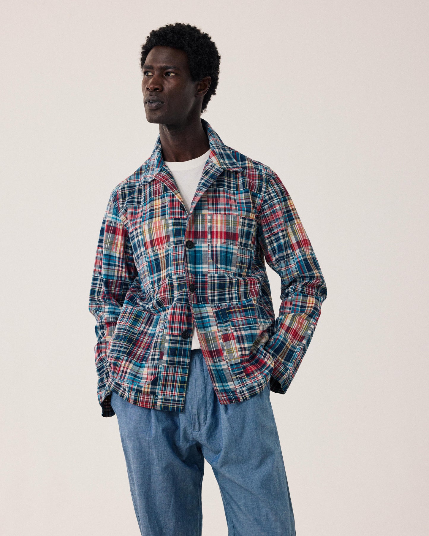 Men's Blue & Red Cotton Plaid Jacket Perry BF18119-01