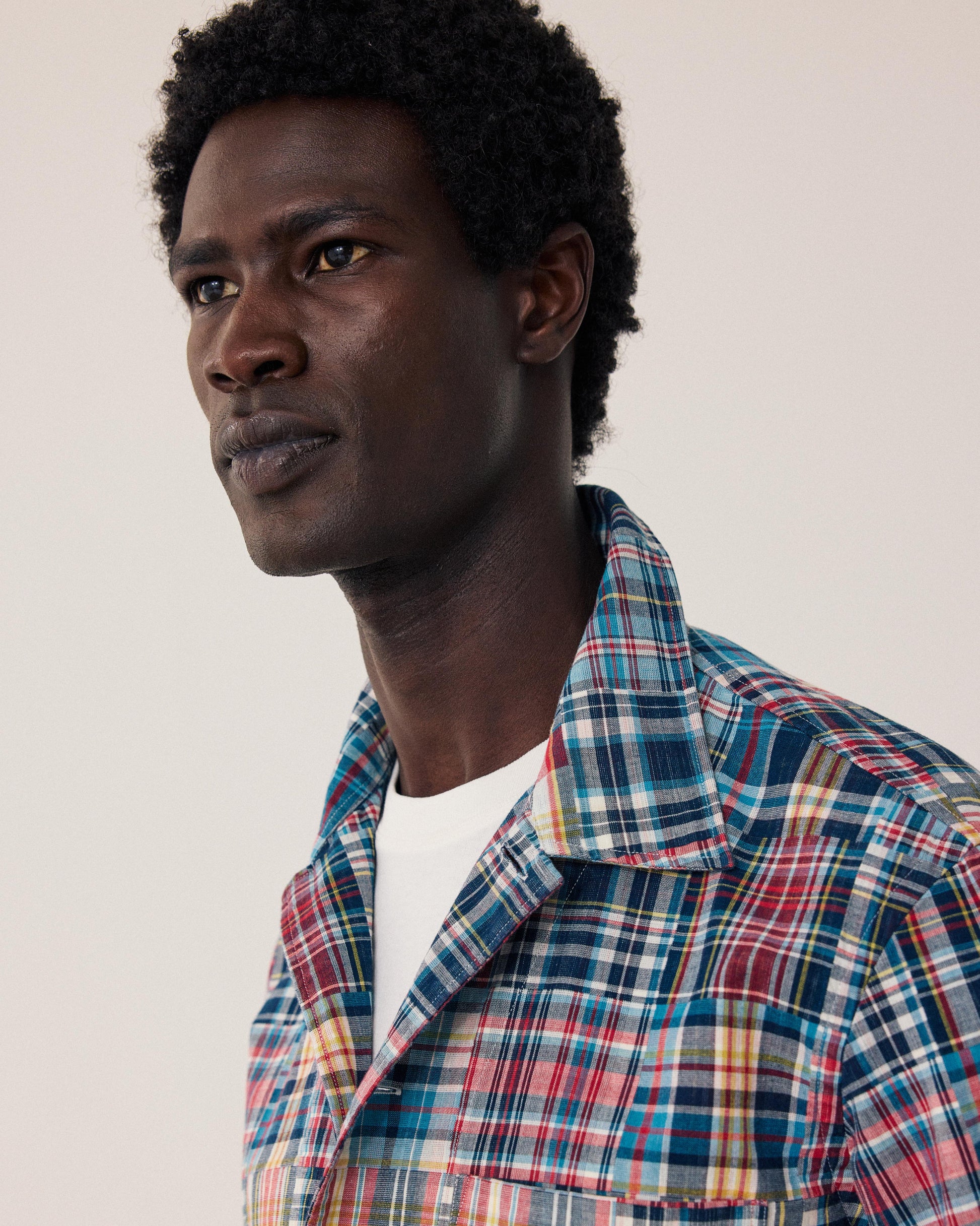 Men's Blue & Red Cotton Plaid Jacket Perry BF18119-01