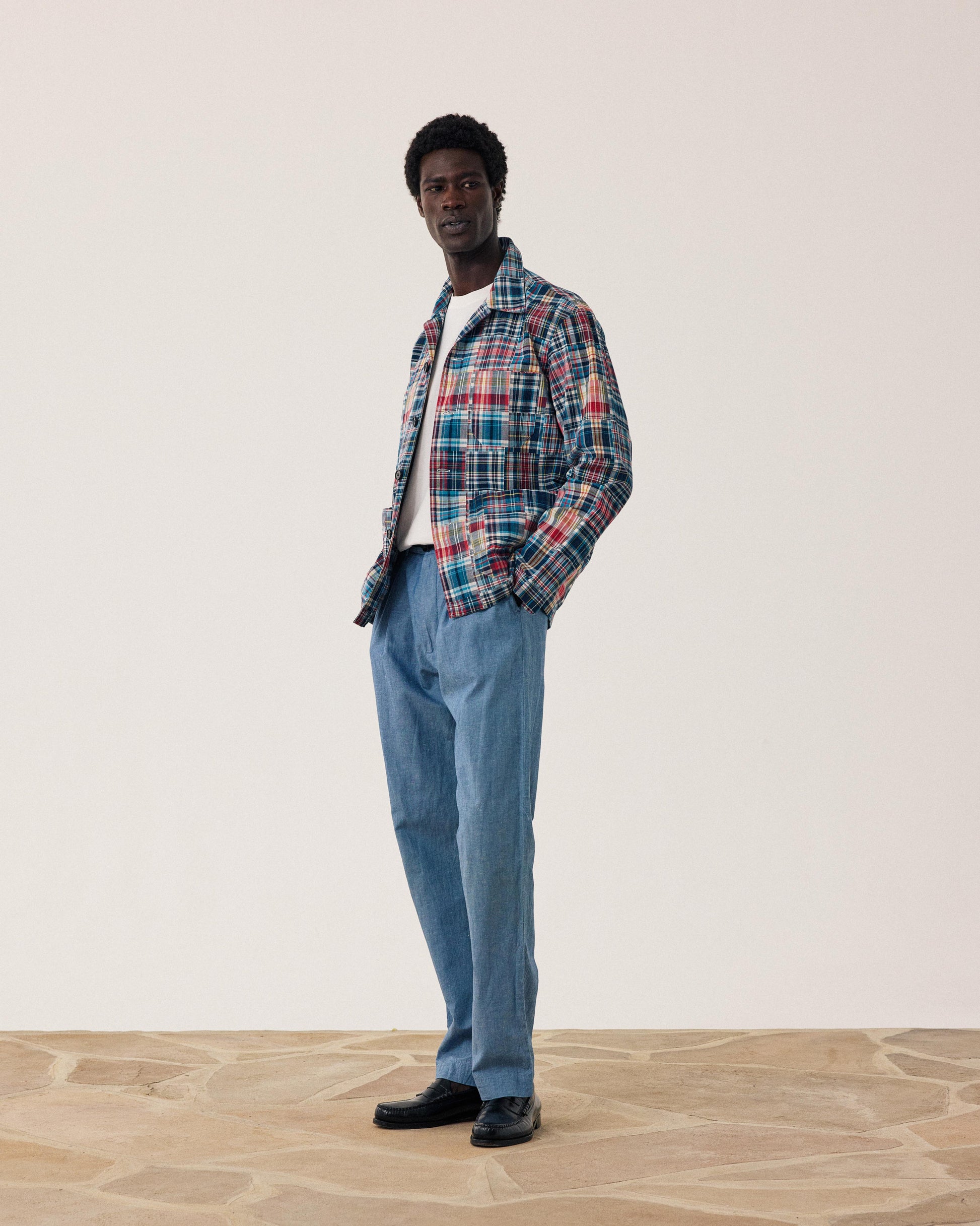 Men's Blue & Red Cotton Plaid Jacket Perry BF18119-01