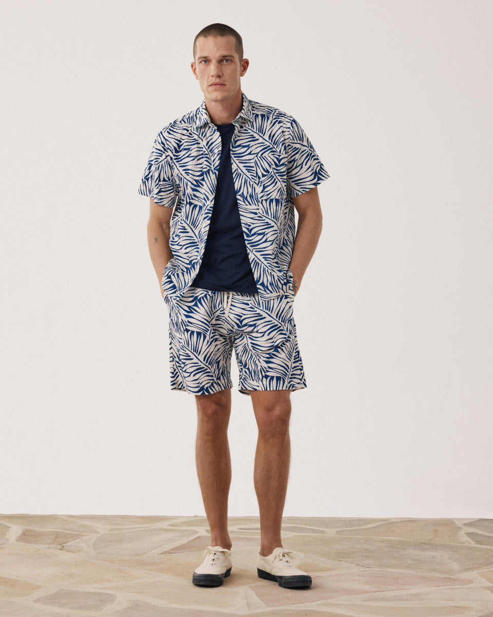 Pedro Men's Blue Palms Print Cotton Shirt - Image alternative