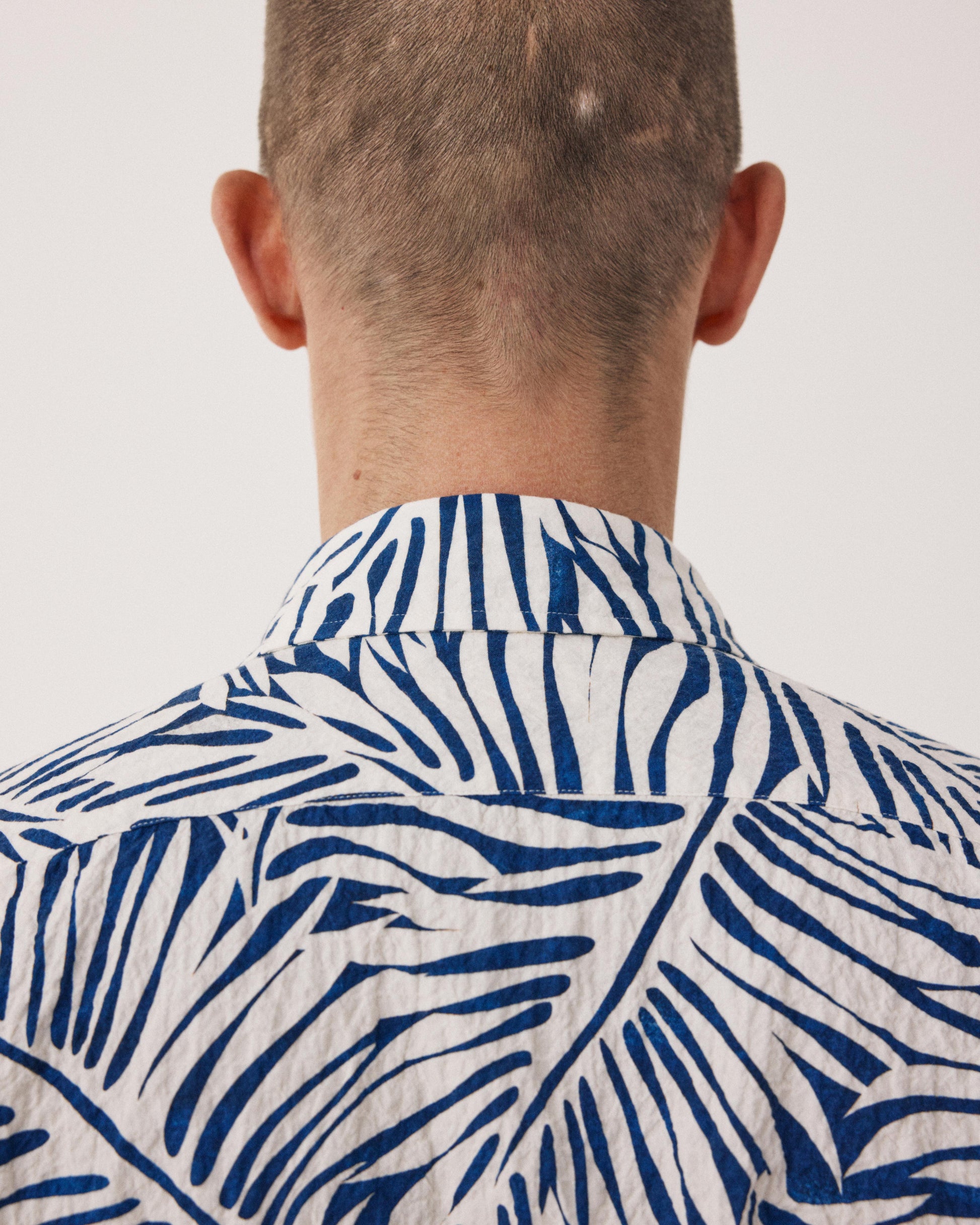 Pedro Men's Blue Palms Print Cotton Shirt BF26028-01 - Men's Shirt - Hartford Pedro Men's Blue Palms Print Cotton Shirt BF26028-01 - Men's Shirt - Hartford
