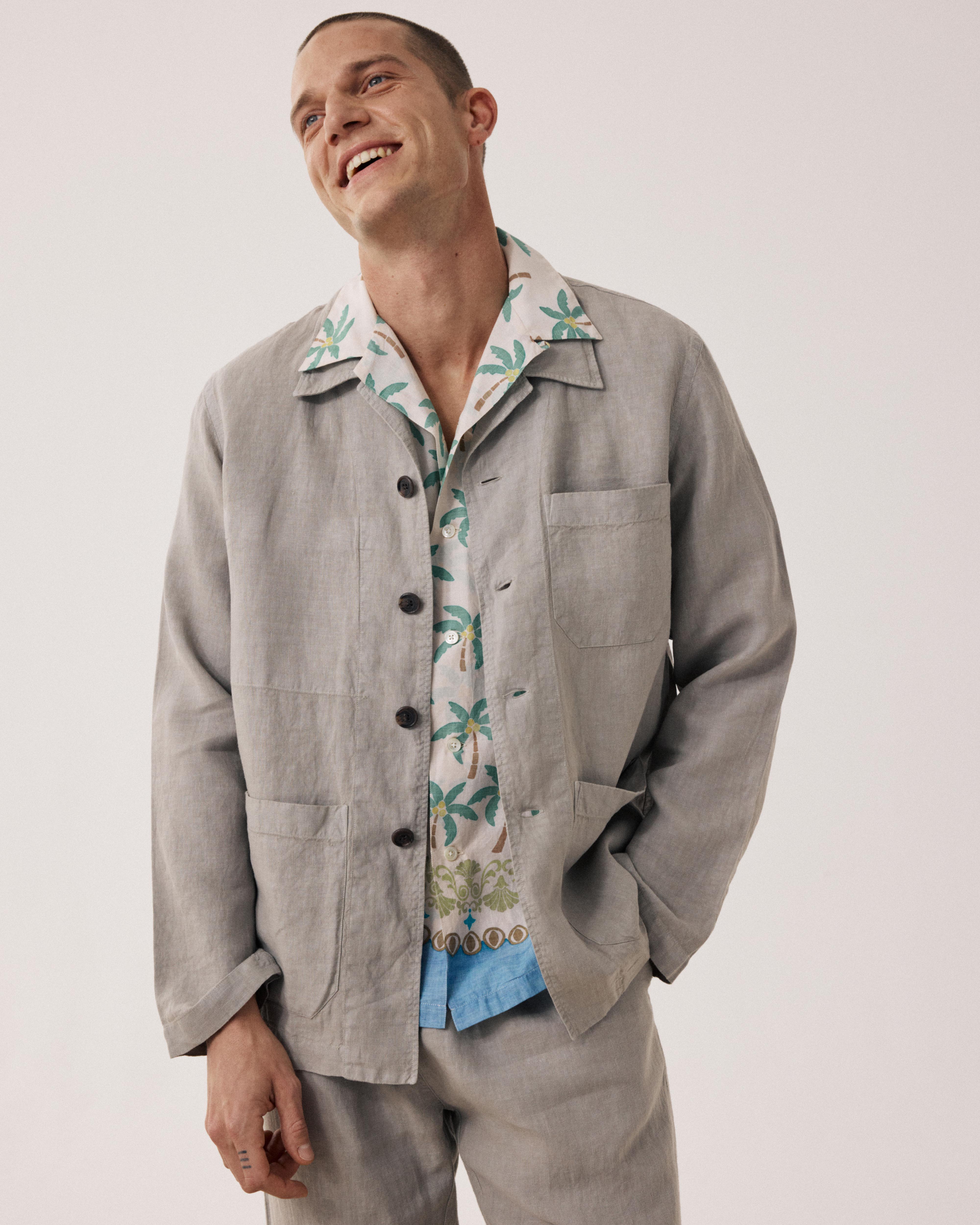 Perry Men's Sage Green Linen Jacket BF28100-71 - Men's Jacket