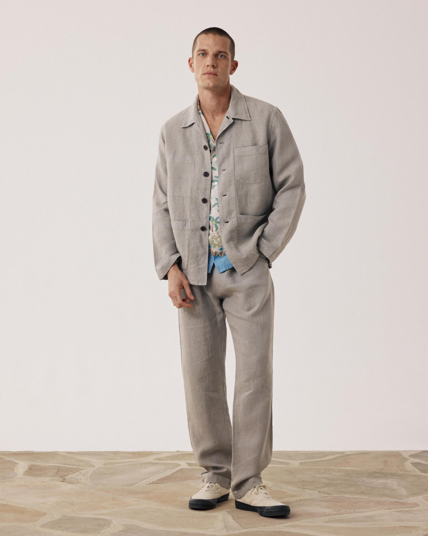 Men's Sage Green Linen Jacket Perry BF28100-71