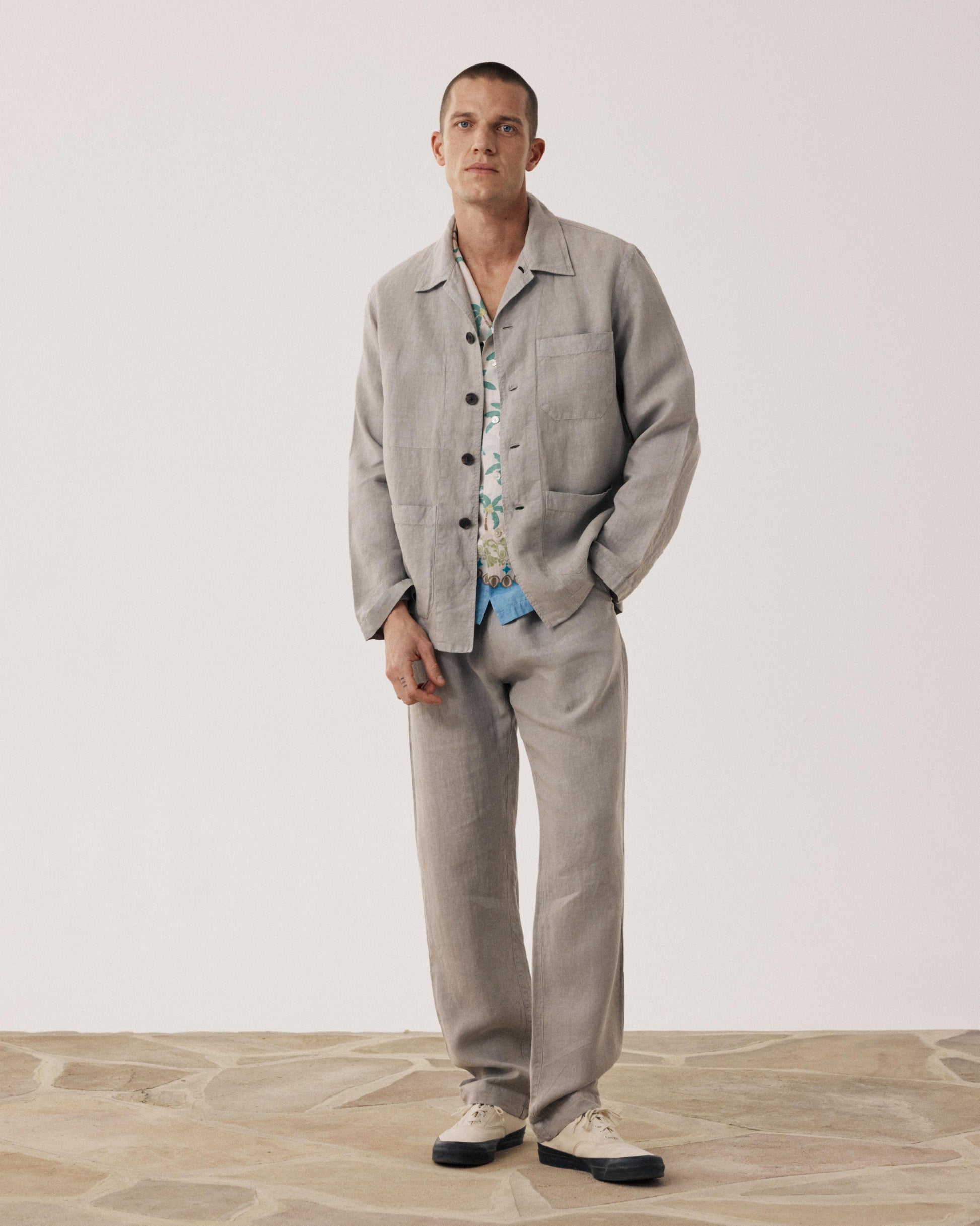 Men's Sage Green Linen Jacket Perry BF28100-71