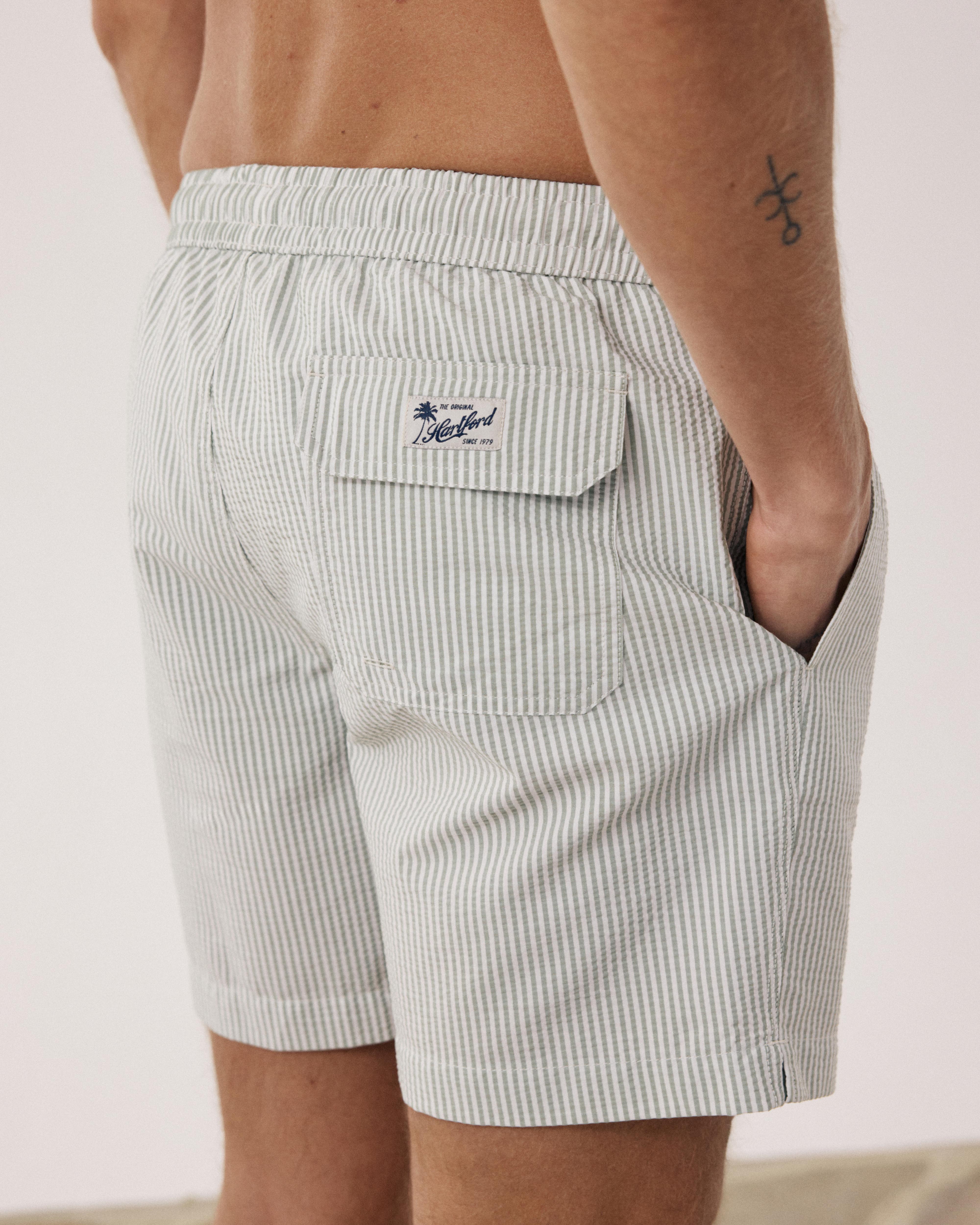 Men's Light green Seersucker Swim trunks BF30203-03 - Men's Swim