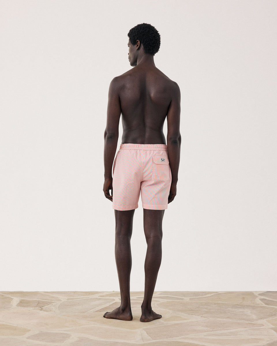 Men's Coral Seersucker Swim Trunks - Image alternative