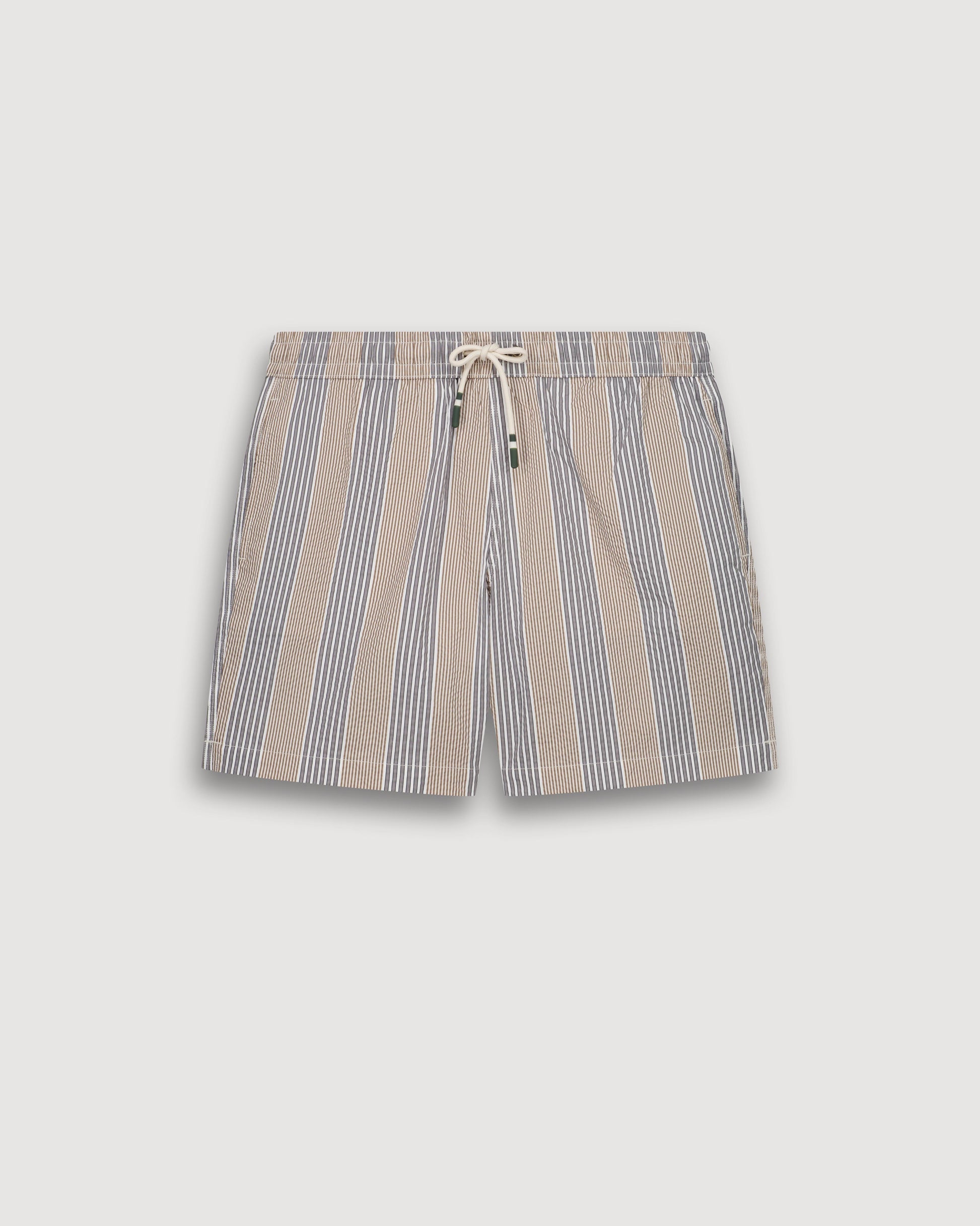 Costume da bagno da uomo in cotone seersucker a righe grigie Swim BF30205-02